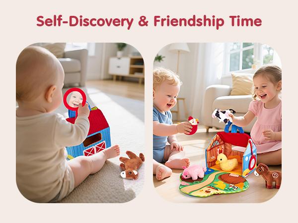 hahaland Surprise Barn with Stuffed Farm Animals with Real Sounds,Toddlers Sensory Toy,Easter Basket Stuffers,Montessori Toys for 6 Month Old Baby 1 Year Old Boy Girl Gifts,Toys for Easter,Valentines Day & Birthday Gifts