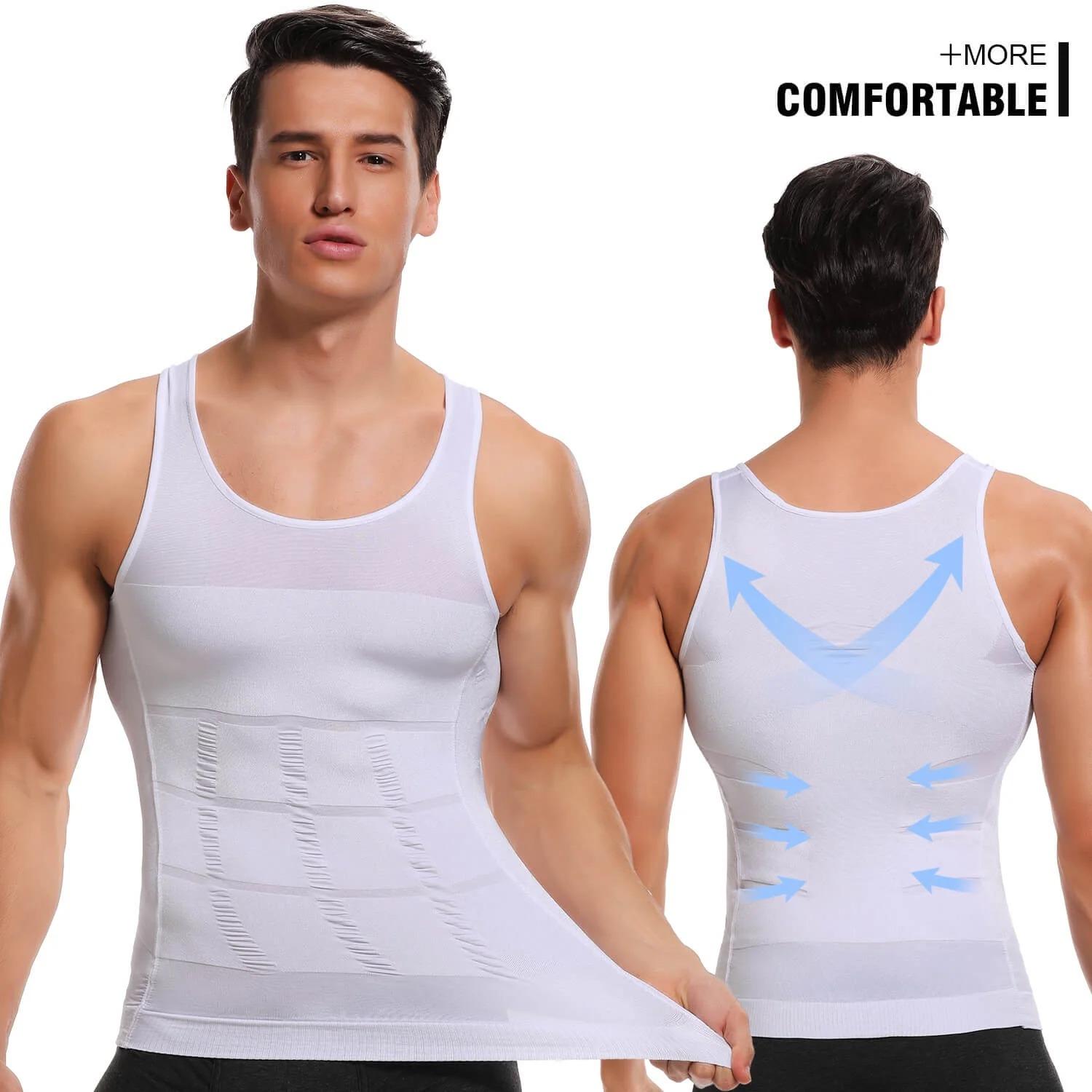 1/2/3/4 Packs Menswear Body Shaper Shapewear Sports Vest Men Compression Shirt Breathable Stretchy Gym Lightweight Tummy Control Tops Suits Soft Fabric Formal Bestie