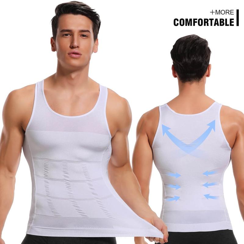 1/2/3/4 Packs Menswear Body Shaper Shapewear Sports Vest Men Compression Shirt  Breathable Stretchy Gym Lightweight Tummy Control Tops Suits Soft Fabric Formal Bestie