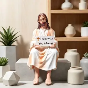 Jesus Desktop Figurine, Ideal for Computer Monitor and Dashboard Decor, Religious Jesus Figure Home Decoration, 'i Am Always with You' Quote, Religious Ornaments, Religious Decorations
