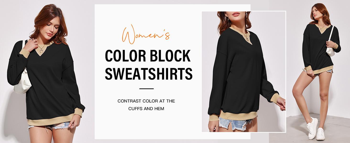 【Up To 3XL】Imily Bela Womens Striped Oversized Sweatshirt Color Block Crew Neck Long Sleeve Shirt Casual Loose Pullover Top Y2K Clothes back to school