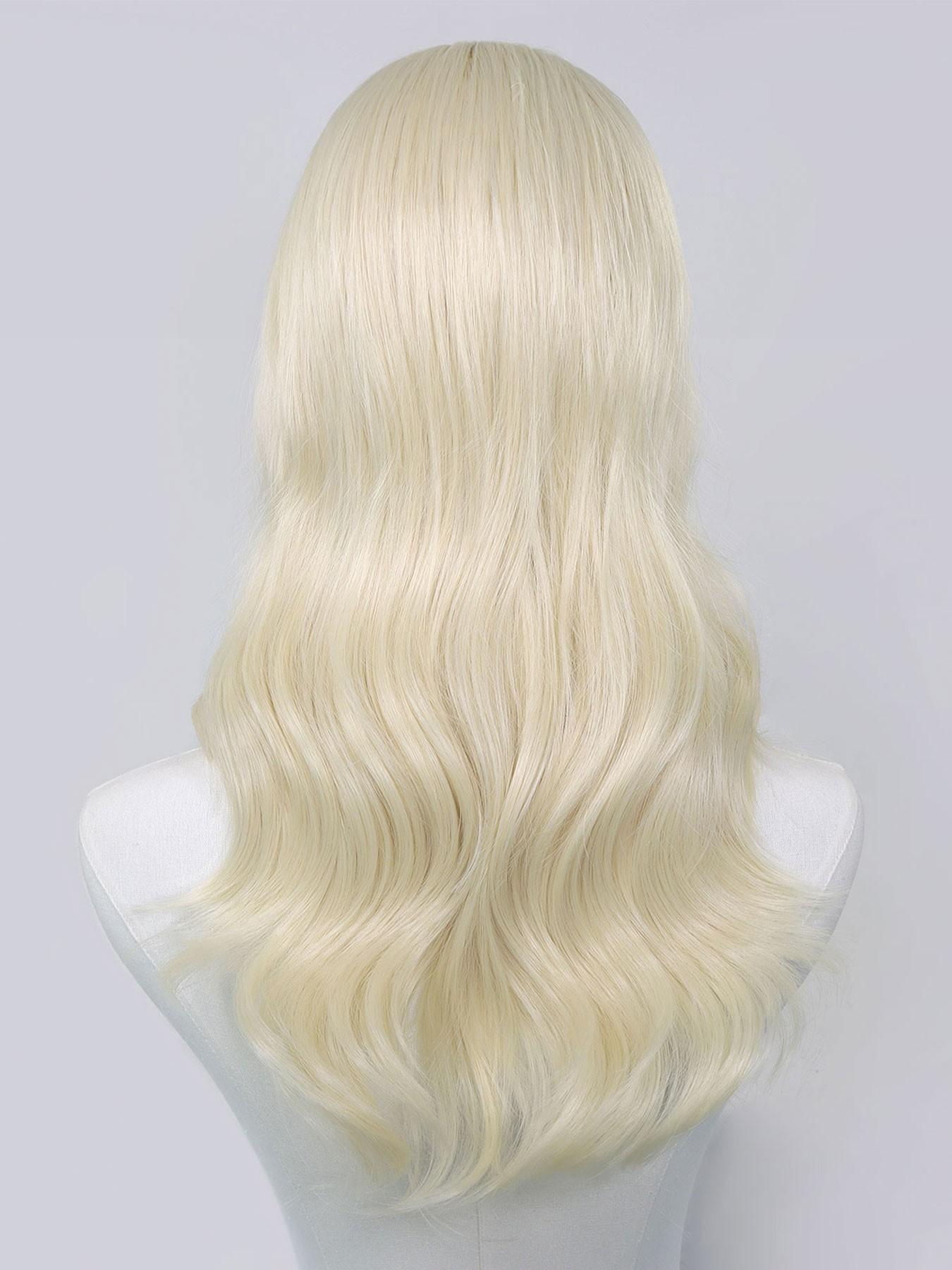 16 Inch Blonde Synthetic Lace Front Wig For Women, 13x4 Front Lace Natural Hairline,Medium Length Body Wave, Middle Part,  Heat Resistant Fiber, Daily/Party/Cosplay Wig