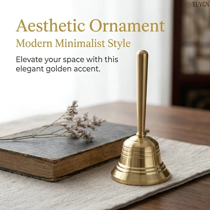 Classic Style Brass Hand-Held Bell Handle Bell Retro Decorative Ornament Collection Desktop Item