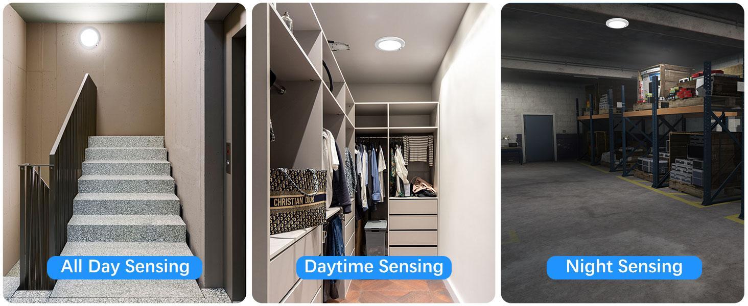 Motion Sensor Ceiling Light with Remote – Indoor Ceiling Lighting Lamp 10000mAh Battery Powered Rechargeable Magnetic LED Light for Closet Shower Stairs Hallway Garage, 3 Color 10 Brightness, No Wiring