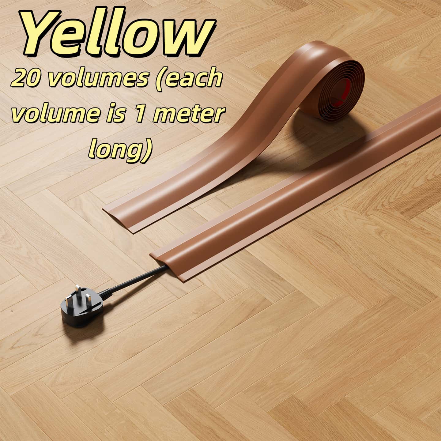 Single Roll 1 Meter Wire Management Tray, Invisible Decorative Cable Organizer, Soft Floor Protection Tool, Hidden Wiring Solution