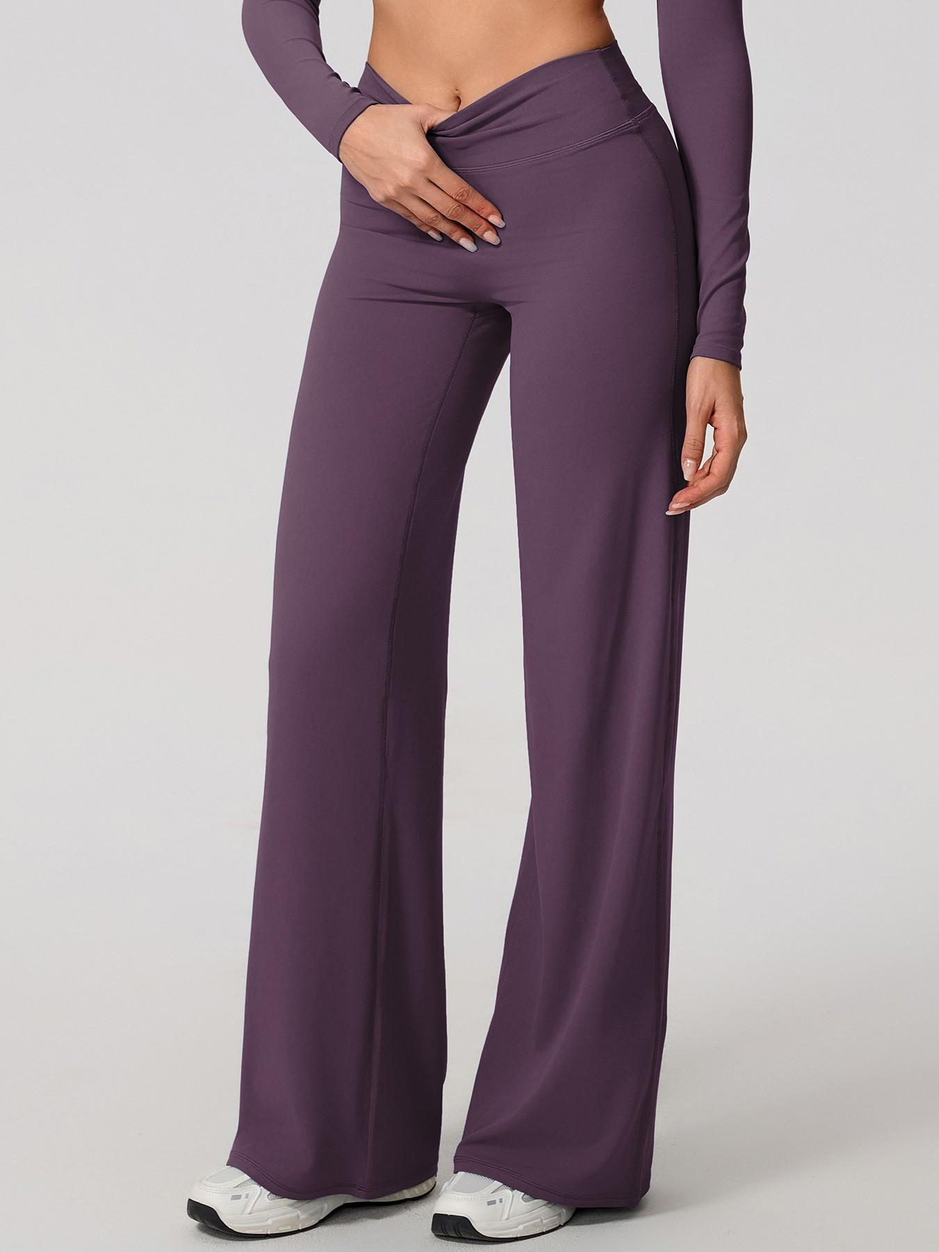 Women's High Waist Straight Leg Pants, Loose Soft Yoga Wide Leggings, Pilates Running Fitness High Waist Straight Leg Pants, Solid Color Leggings