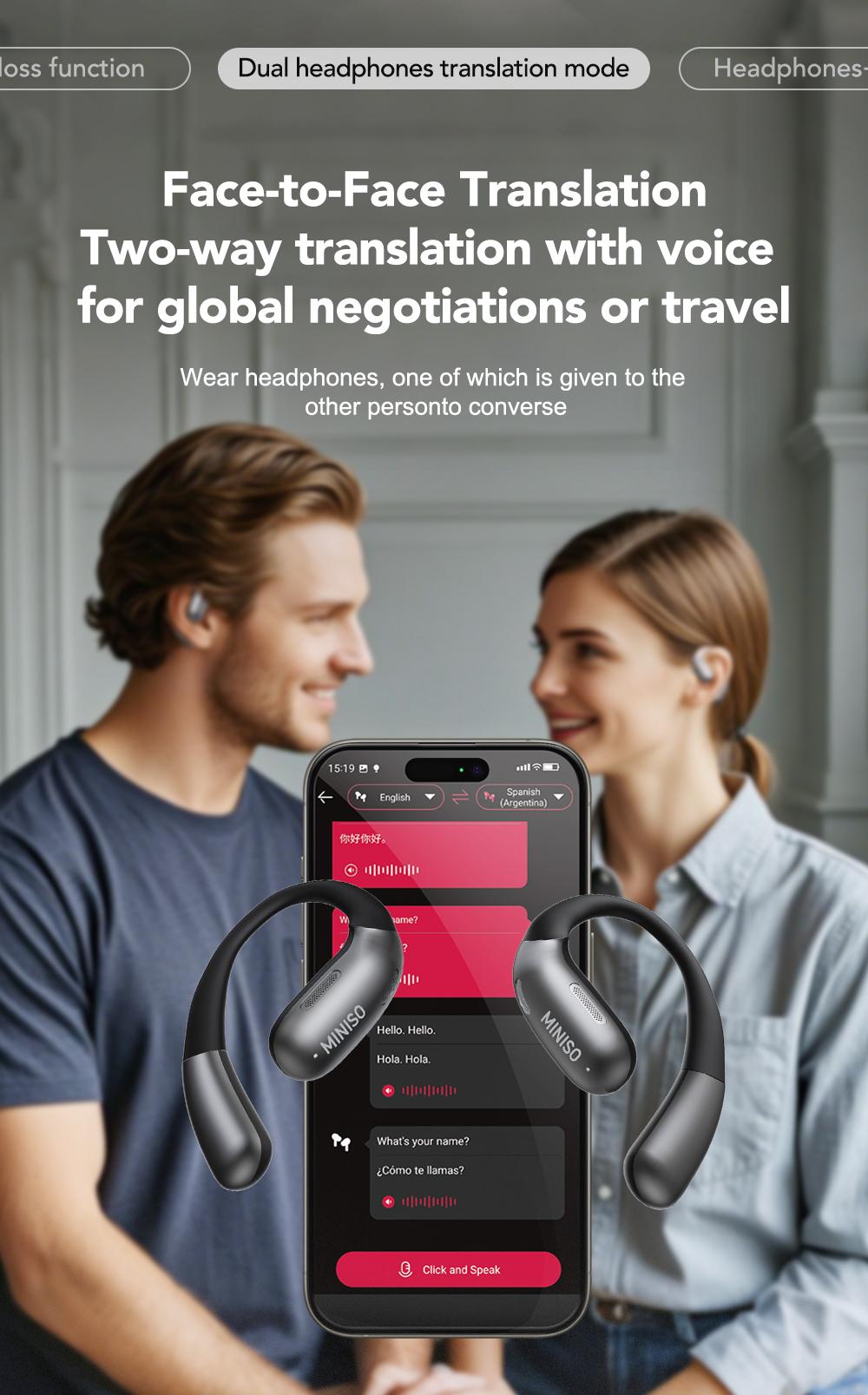 [New Year's gift] MINISO X28 Wireless Earbuds Bluetooth 6.0 Earphones, In Ear Earbuds,Waterproof Wireless Earphones, Support 148 Languages Real Time ,Suitable for Office, Sports, Study and Audio Calls, Built in Microphone, Gaming Bluetooth Headphones