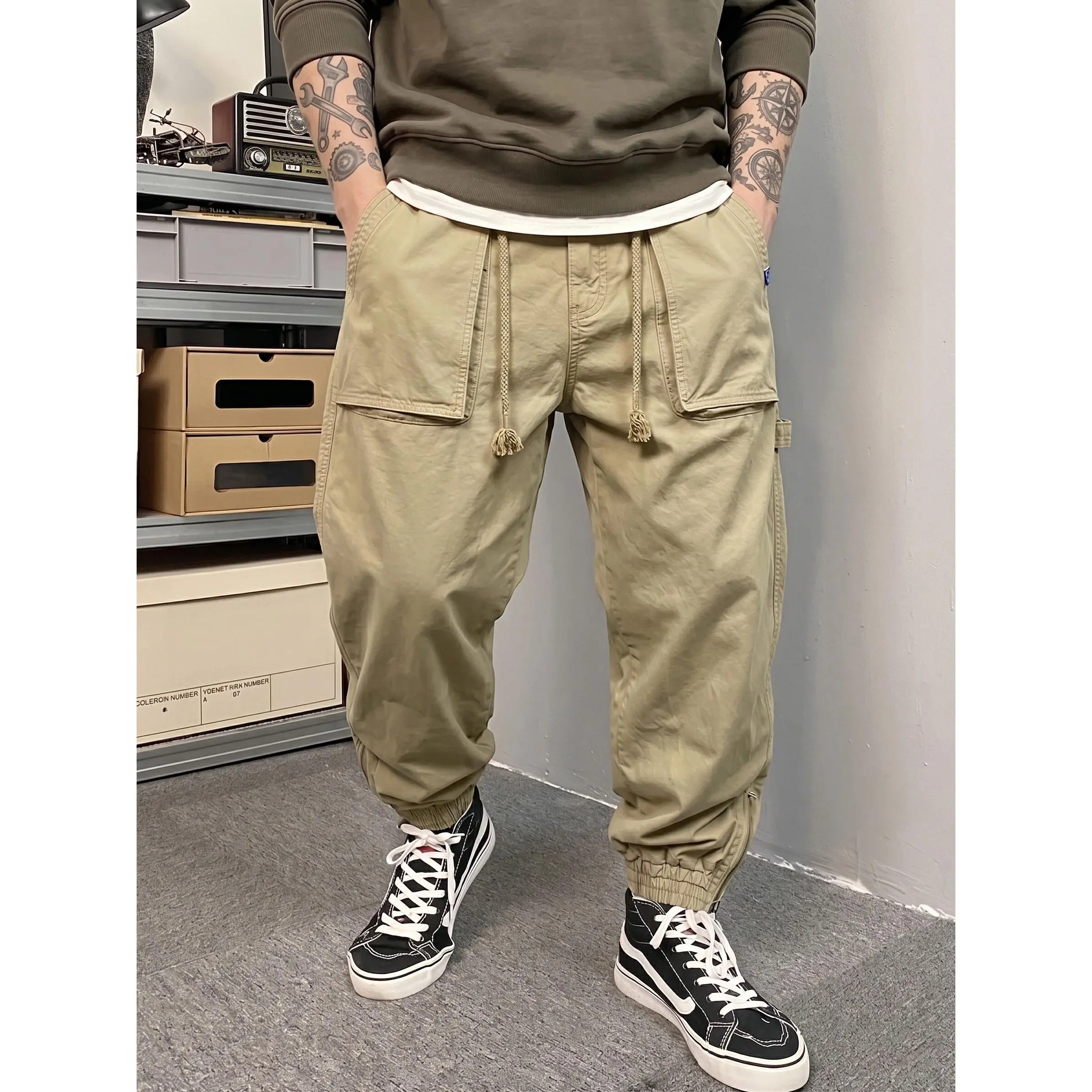 Men’s 2-Pack Regular Fit Casual Cotton Stretch Pants - Loose Fit, Mid Rise Comfort Waist, Retro Straight Leg Chino Trousers, Versatile Slacks for Daily Work, Office Commuting & Leisure Outings