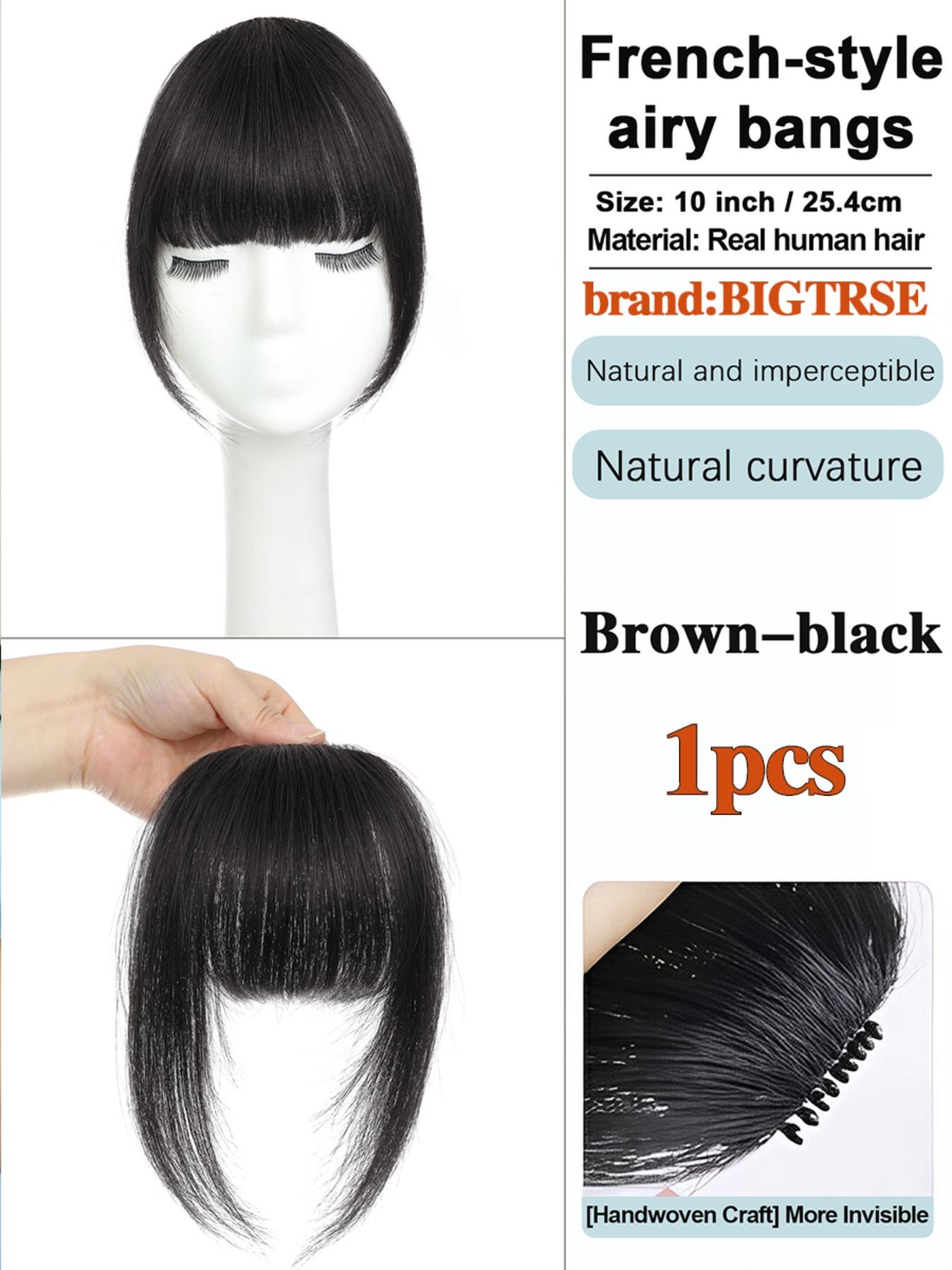 French Bang Clip-In Hair Extension, Curtain Bangs with Mirror Legs, Thick Bangs for Daily Wear, Real Human Hair