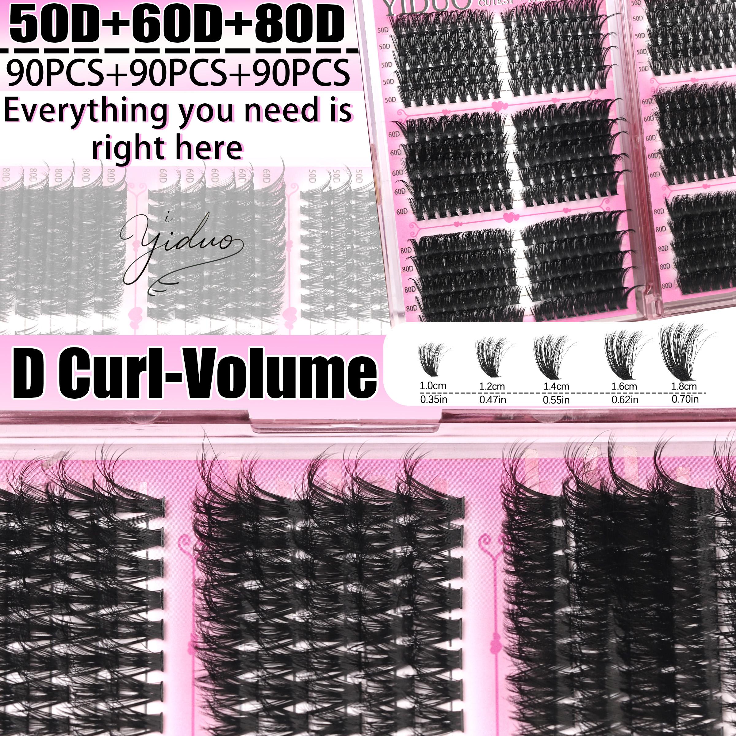 YIDUO 13 Styles Fluffy Eyelash Clusters Lashes Kit 50D\60D\80D \100D\Fairy-A-B\BottomA-B\Volume+Bottom\Volume+Spike Lashes Clusters Kit 5-20mm Cluster Eyelash Extension Kit 1614 Pcs D-Curl With Lash Bond and Seal, Lash Remover, Lash Tweezers