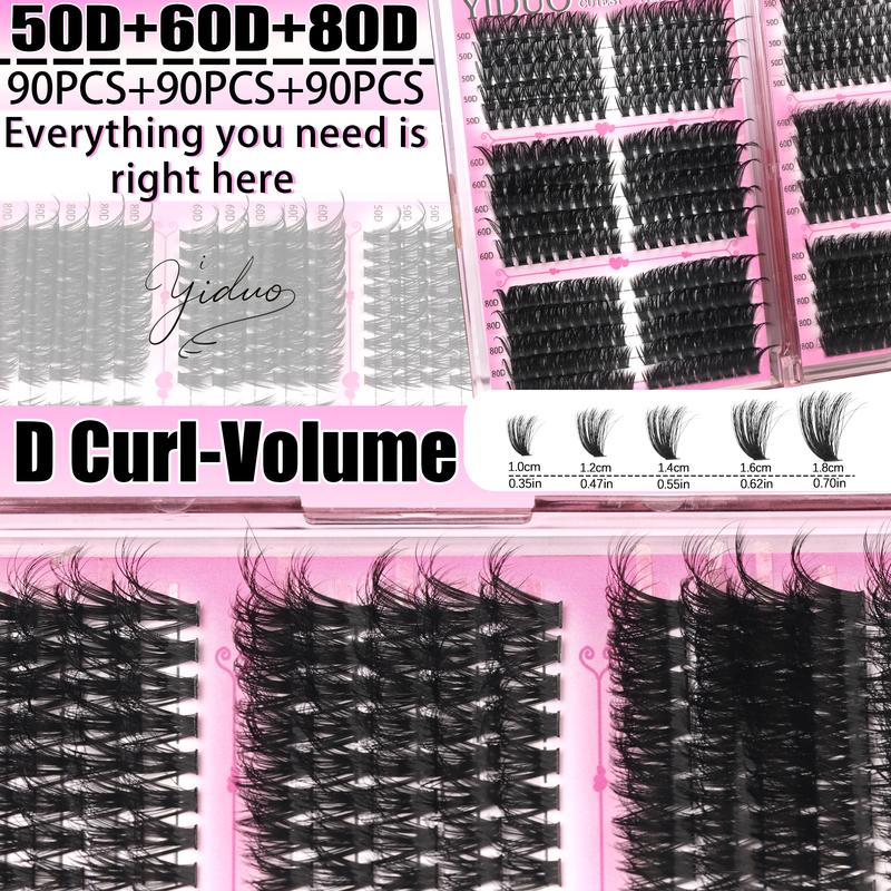 1614Pcs Lash Clusters Kit, 13 Styles 50D,60D,80D,100D,Fairy-A-B,BottomA-B 5-20mm Cluster Eyelash Extension D-Curl With Lash Bond and Seal, Lash Remover, Lash Tweezers, Eyelash Brush DIY Easily, Diy Eyelash Extensions