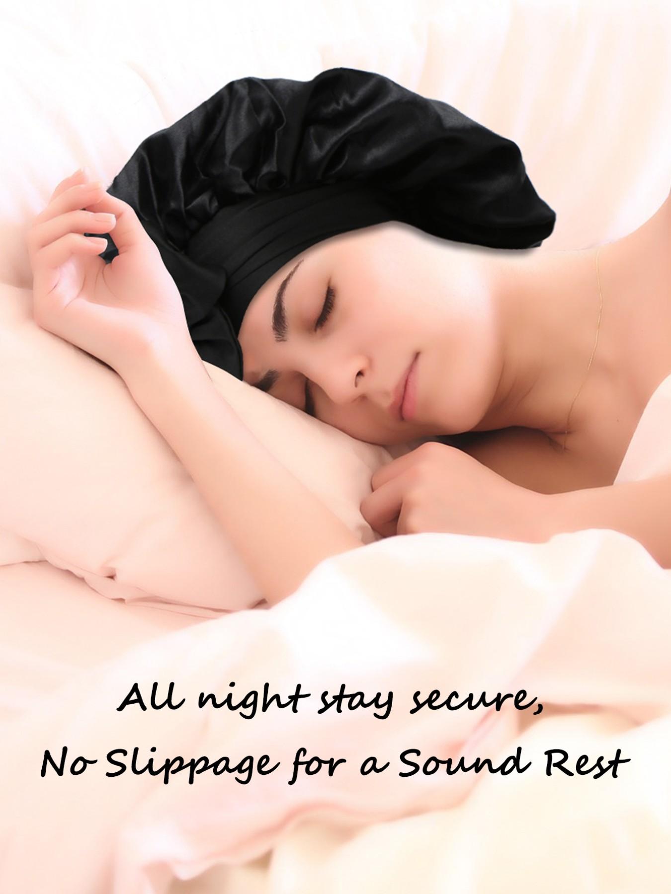 Women's Elastic Satin Sleep Cap, Wide Brim Night Hat, Comfortable Sleeping Accessory, Soft Breathable Hair Care Cap