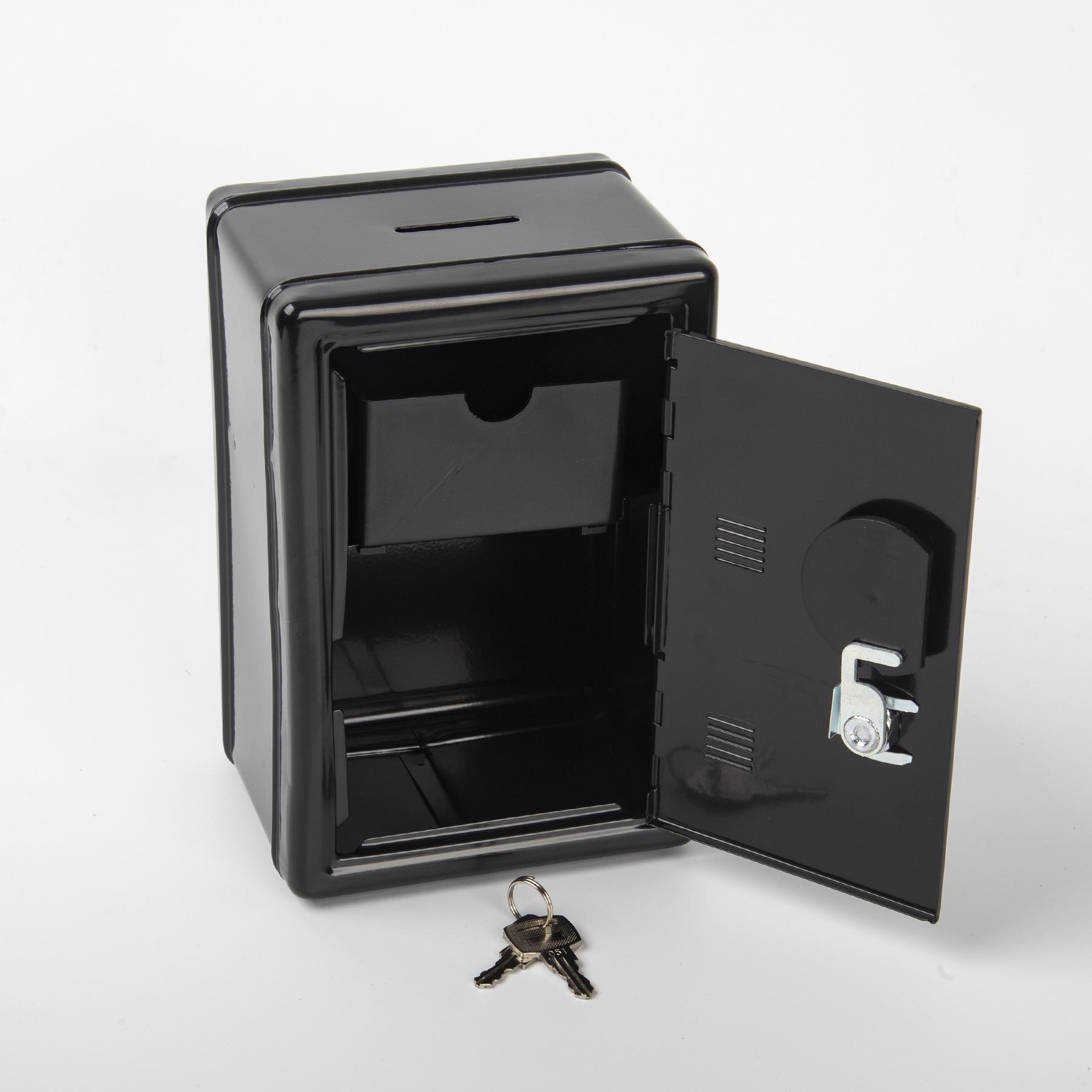 Mini Safe Piggy Bank, Creative Metal Storage Box with Password & Key Lock, Cash & Coin Organizer
