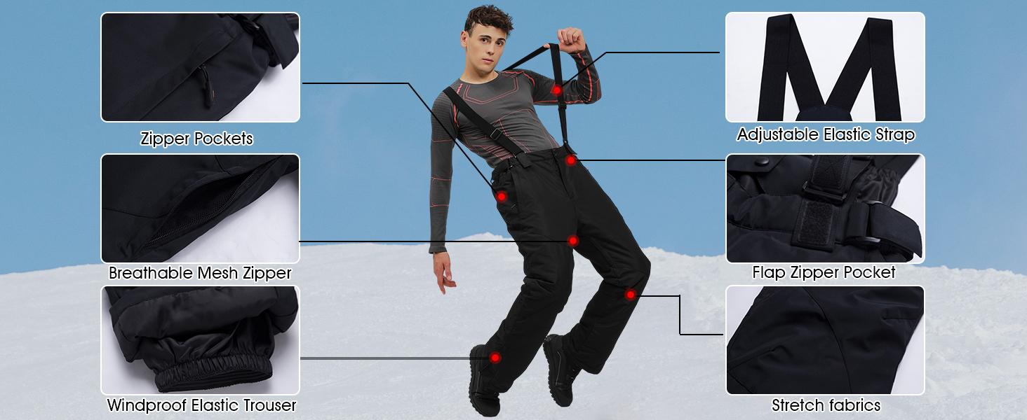 YEEFINE Men's Ski Jacket and Pants Set Waterproof Snowsuit Windproof Snow Suit Winter Outdoor Ski Suit