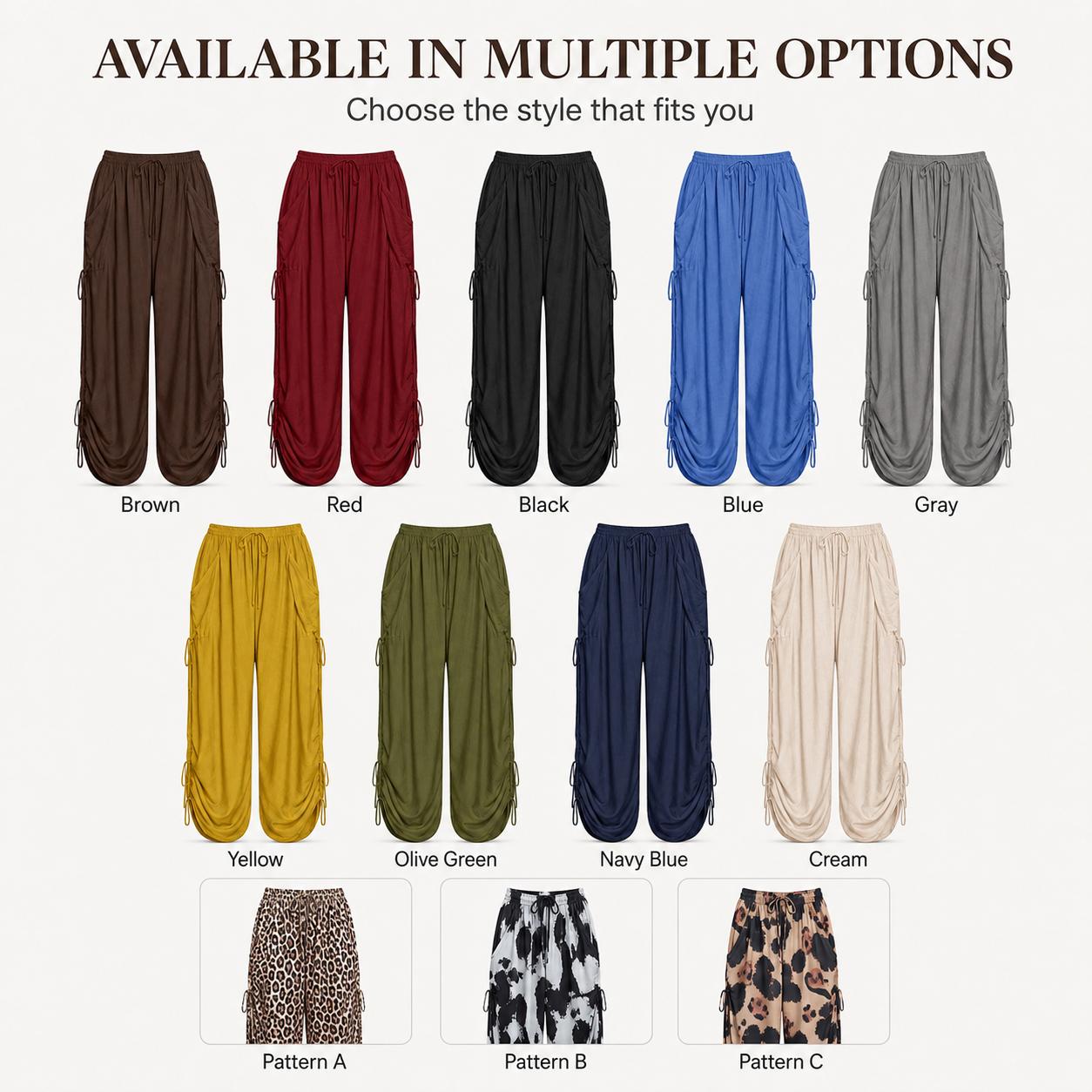 Women's Casual Loose-Fit Wide Leg Pants, All-Season Woven Fabric, Long Plain Design, Daily Commute & Vacation Wear