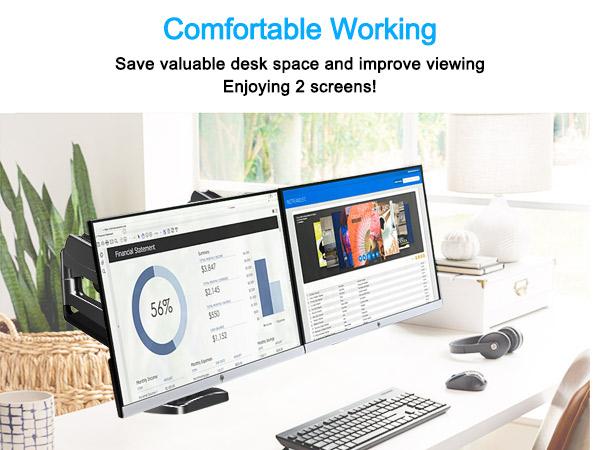 MOUNTUP 17"-32’’ Dual Monitor Mount for  Monitors, Holds 4.4-17.6 lbs, Full Motion Computer Monitor Stand
