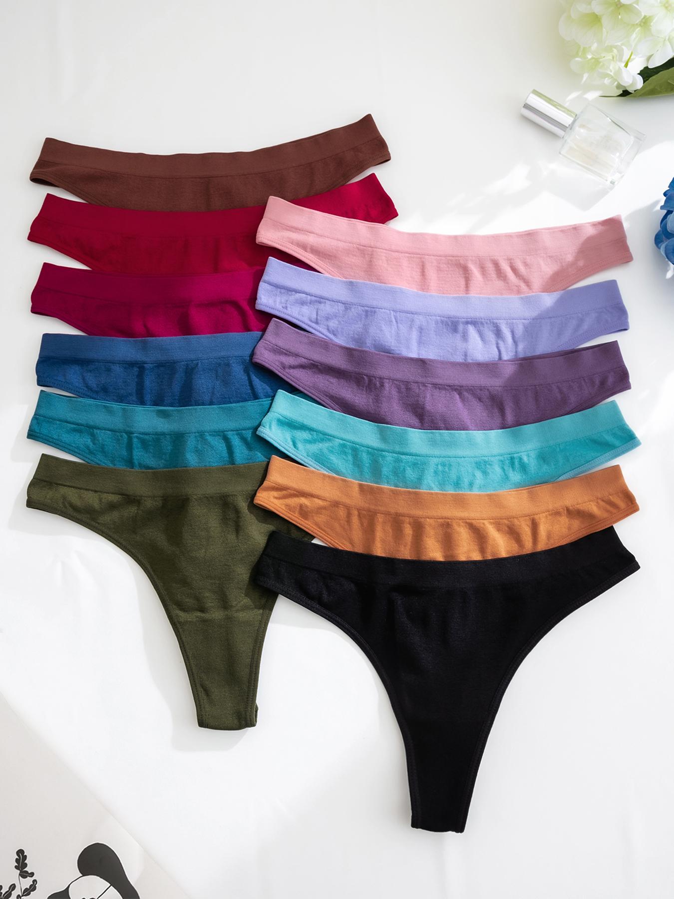 Women's Solid Color Drop Waist Thong, Soft Breathable Panty for Daily Wear, Women's Fashion Comfy Underwear for All Seasons