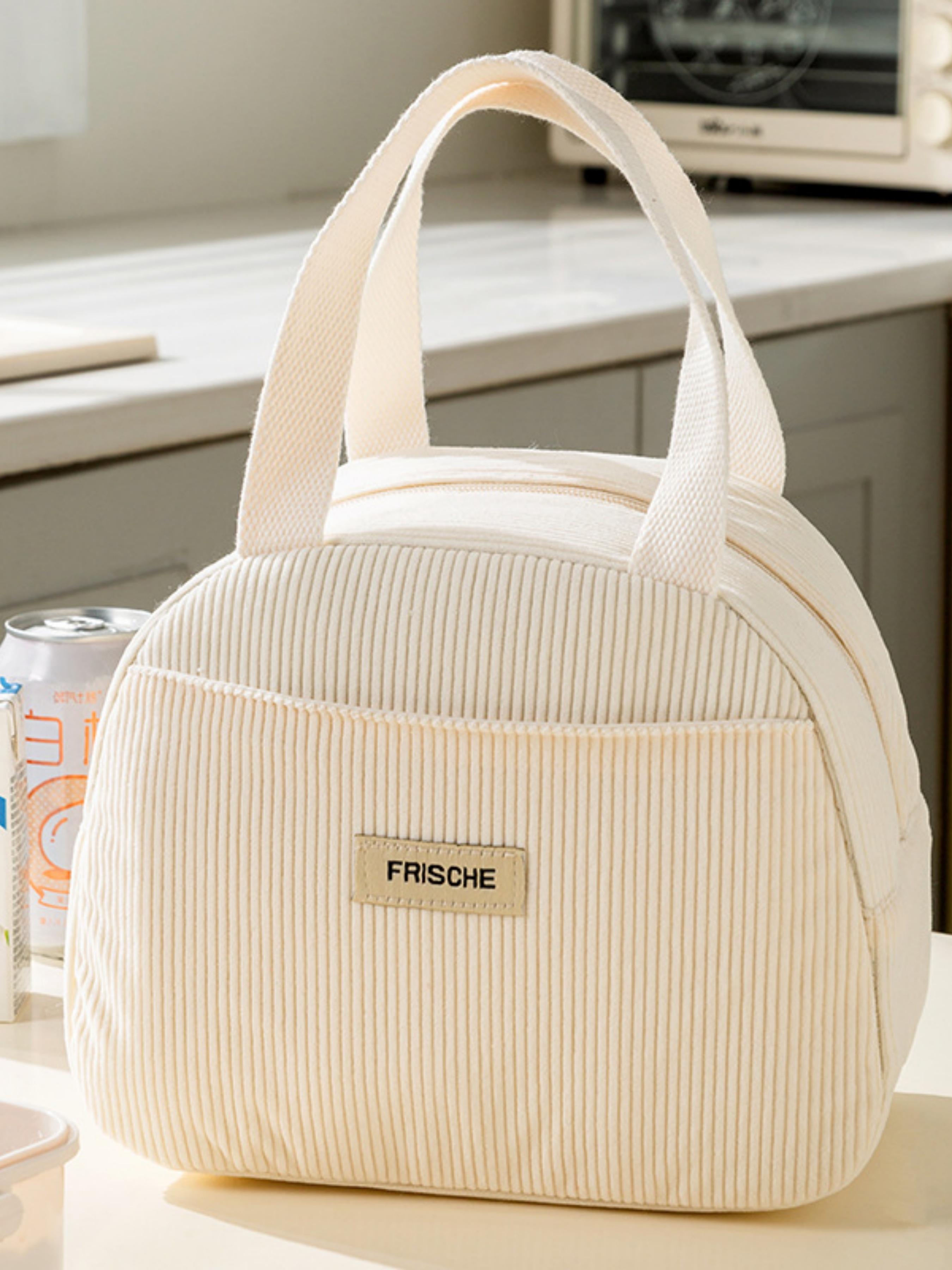 Strawberry Floral Large Capacity Insulated Lunch Box Bag, Heat-Resistant Wide Mouth Bento, Ideal for Picnics, Easy Carry, Spacious, Compatible with Containers