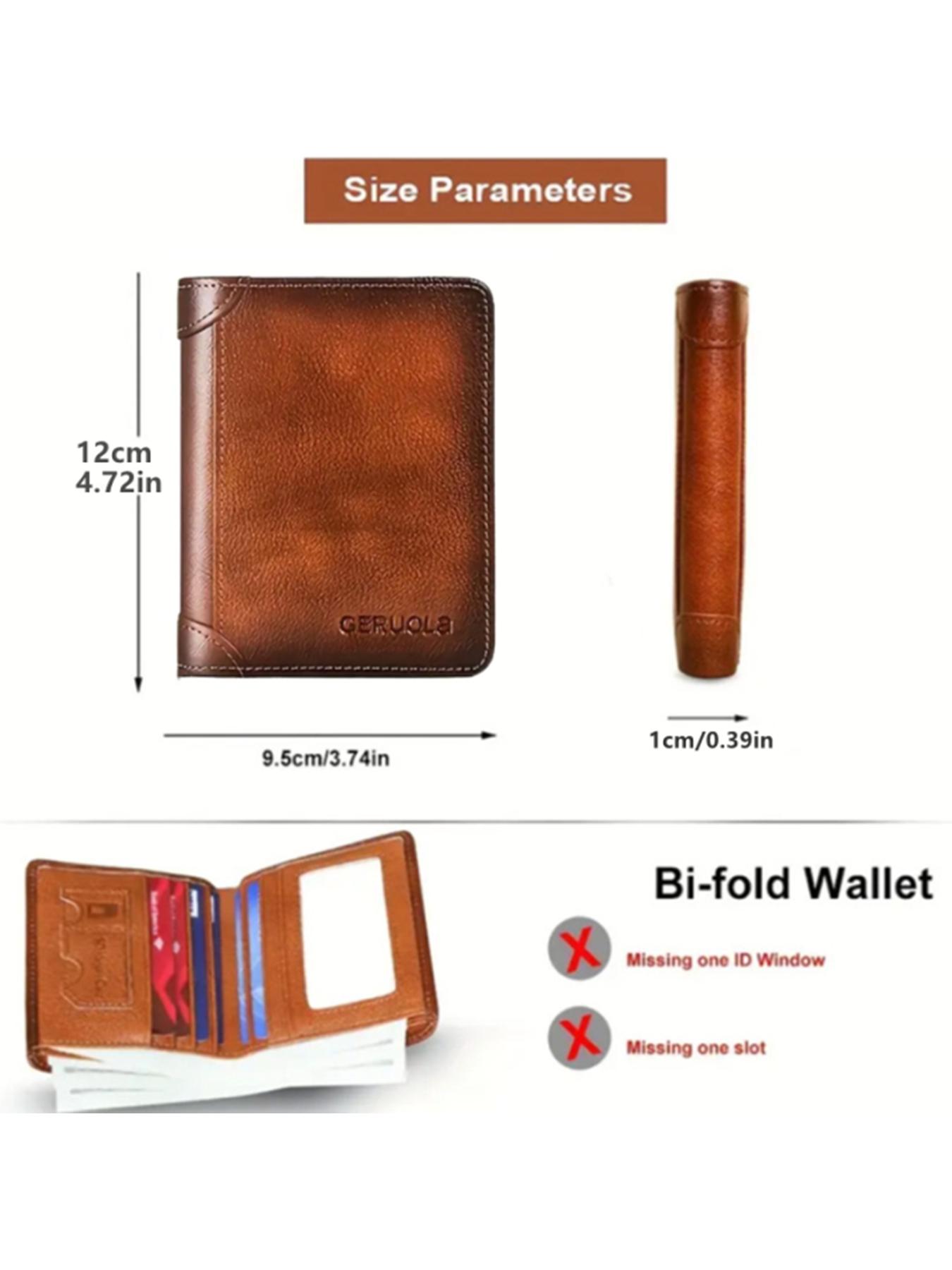 Men's Genuine Leather Business Style Bifold Leather Wallet Business Minimalist Wallet RFID Blocking Ultra-Thin Top Layer Cowhide Short Multifunctional ID Credit Card Holder Christmas Gift Business Wallets