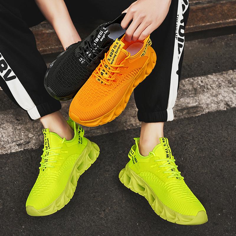 Men's Fashion Breathable Textile Anti-Slip Comfortable Thick Sole Soft Casual Outdoor Sports Shoes, Lightweight Easy Wear No Load