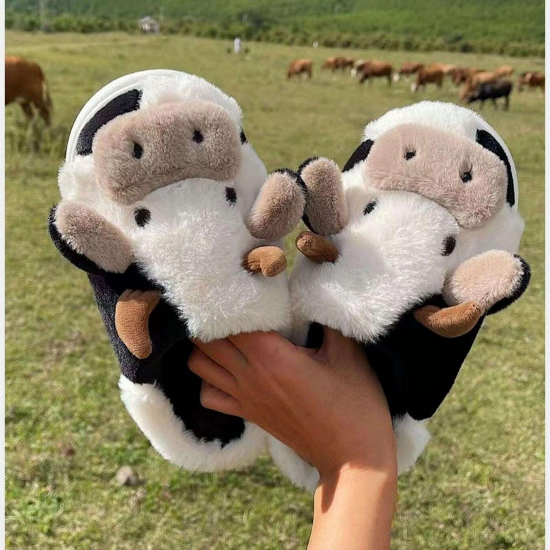 Cartoon Slippers Cute Cow Animal Shape Slippers Thick Sole Soft Indoor Outdoor Slippers for Women Men