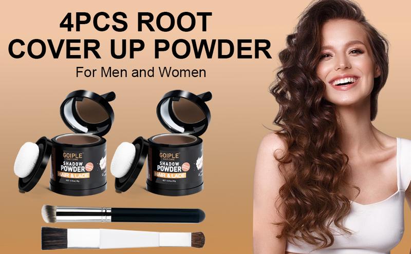 Hairline Powder Kit - 4 Count Root Cover Up Hair Color Powder for Women with Brush for Perfect Hairline Touch Up Makeup Cosmetic Daily Haircare
