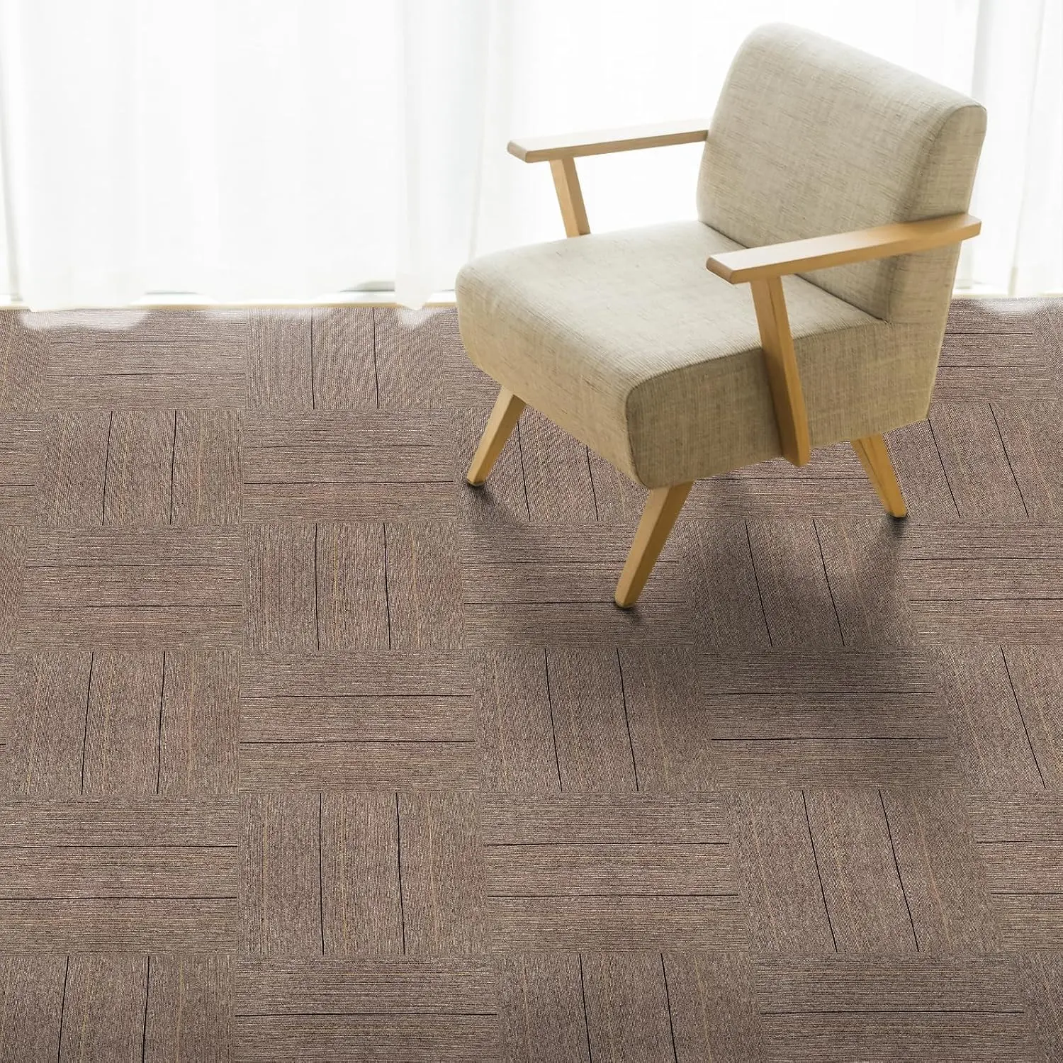 20"x20" Peel and Stick Carpet Tiles, 10-Pack (26.9Sq Ft) with Non-Slip Padding, Self-Adhesive Floor Squares for Kitchen, Bedroom, Office Indoor Outdoor Use (pd-5)