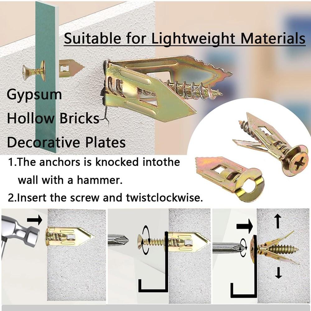 120/240/360 PCS Galvanized Self‑Drilling Drywall Anchors Screws Combo, 12x30mm Wall Fasteners, Drill‑Free Setup, 66LB Support for Home Office Fixtures