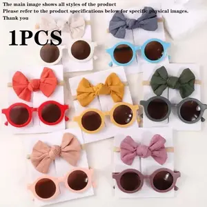 Children Summer Cute Flower Outdoor Party Decoration Mirror Set, Baby Girl Classic Sunglasses, Plastic Material, No Ca Prop 65 Warning, Baby Big Head Bow