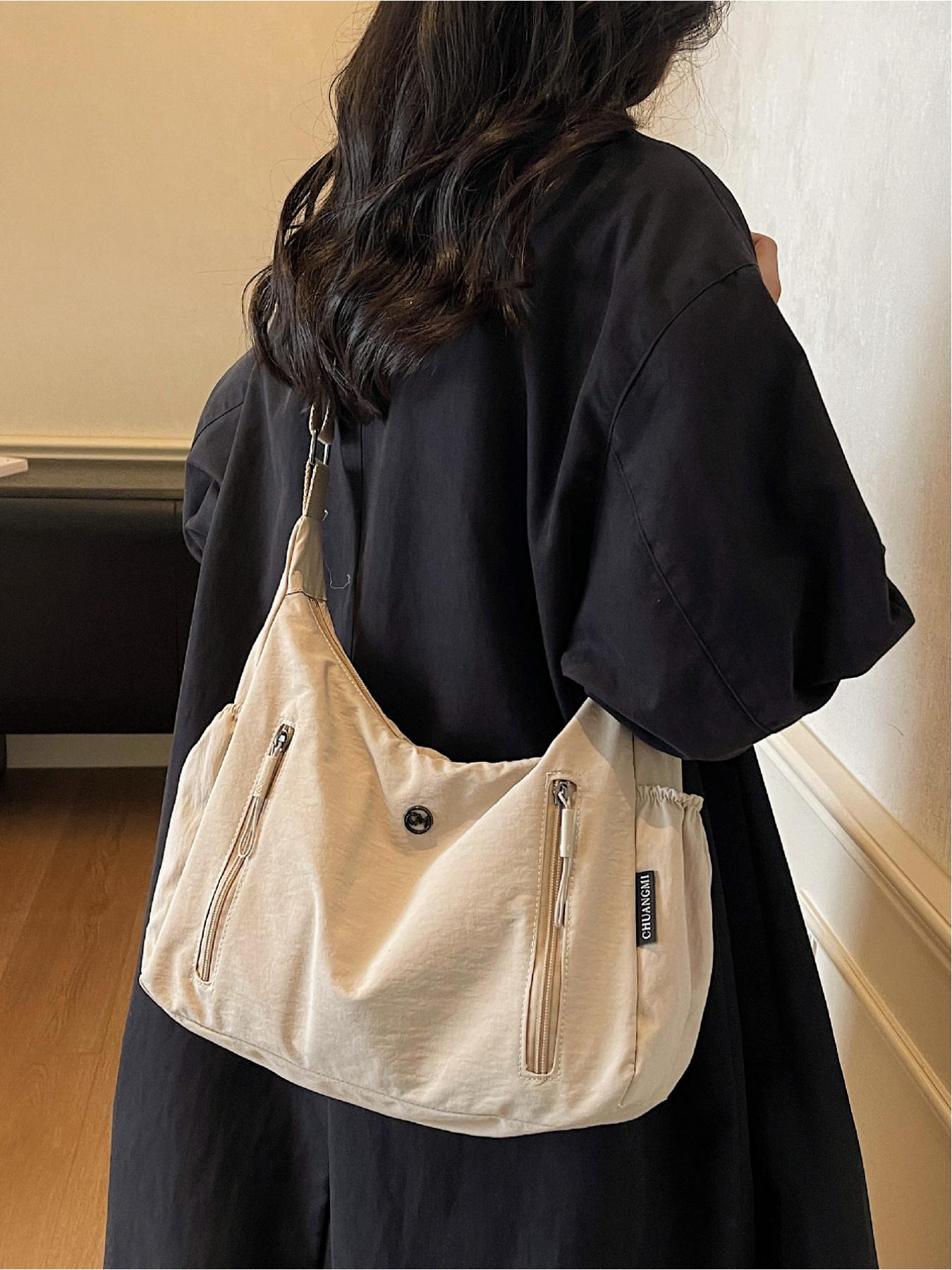 Fashionable and casual versatile crossbody bag, Crossbody Tote Bag, solid color, simple and versatile, single shoulder bag, solid color, multiple pockets, trendy armpit bag suitable for work, shopping, daily commuting