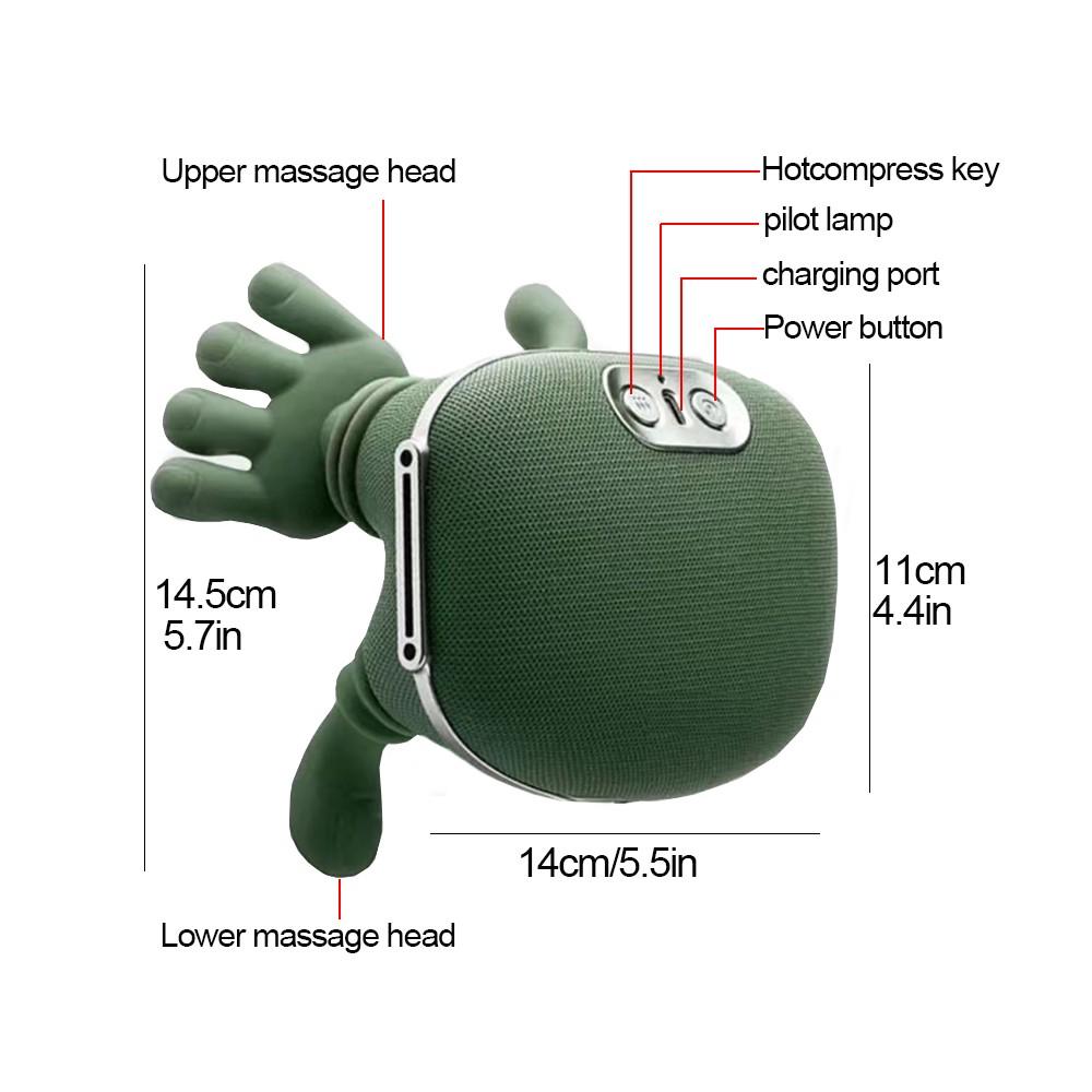 Bionic Heating Massager, Electric Acupressure Master for Shoulders and Neck Wireless Portable Design, Electric Deep-Tissue 3D Kneading Massage Pillow Featuring 3-Speed Adjustment Perfect Halloween or Christmas Gift for Loved Ones, Friends and Elders