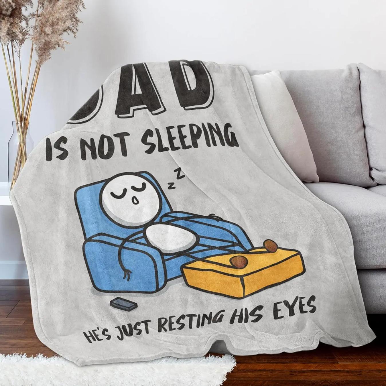 Funny Christmas Birthday Gifts for Dad Husband Dad is Not Sleeping Blanket Super Soft Flannel Throw Blanket for Couch and Napping, Dad Gifts from Daughter Son, Christmas Gifts, Birthday Gifts, Father’s Day Gift, Cozy Home Decor TikTok Made Me Buy It