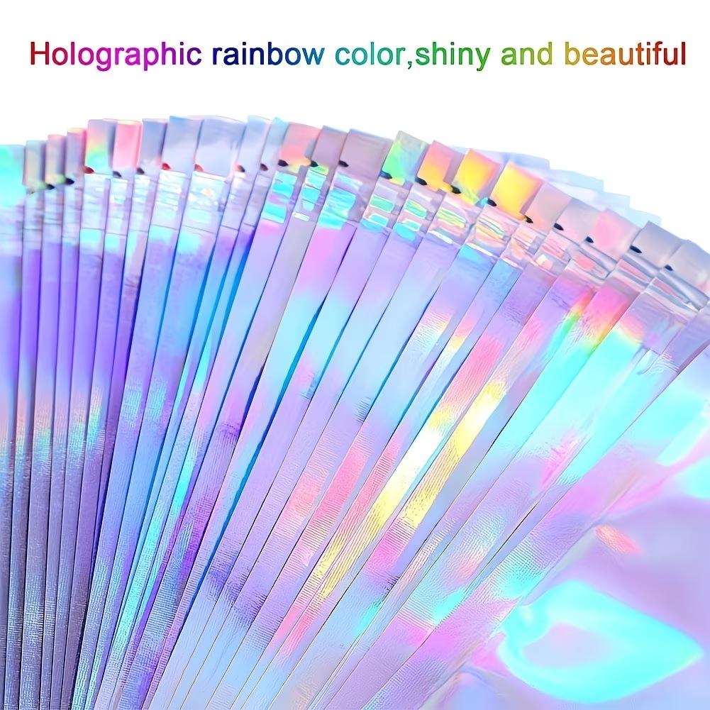 20pcs Re-Sealable Odor-Proof Bags, Holographic Aluminum Foil Food Candy Jewelry Screw Flat Zip Lock Bag, Resealable Zipper Bags, Durable Storage Solution