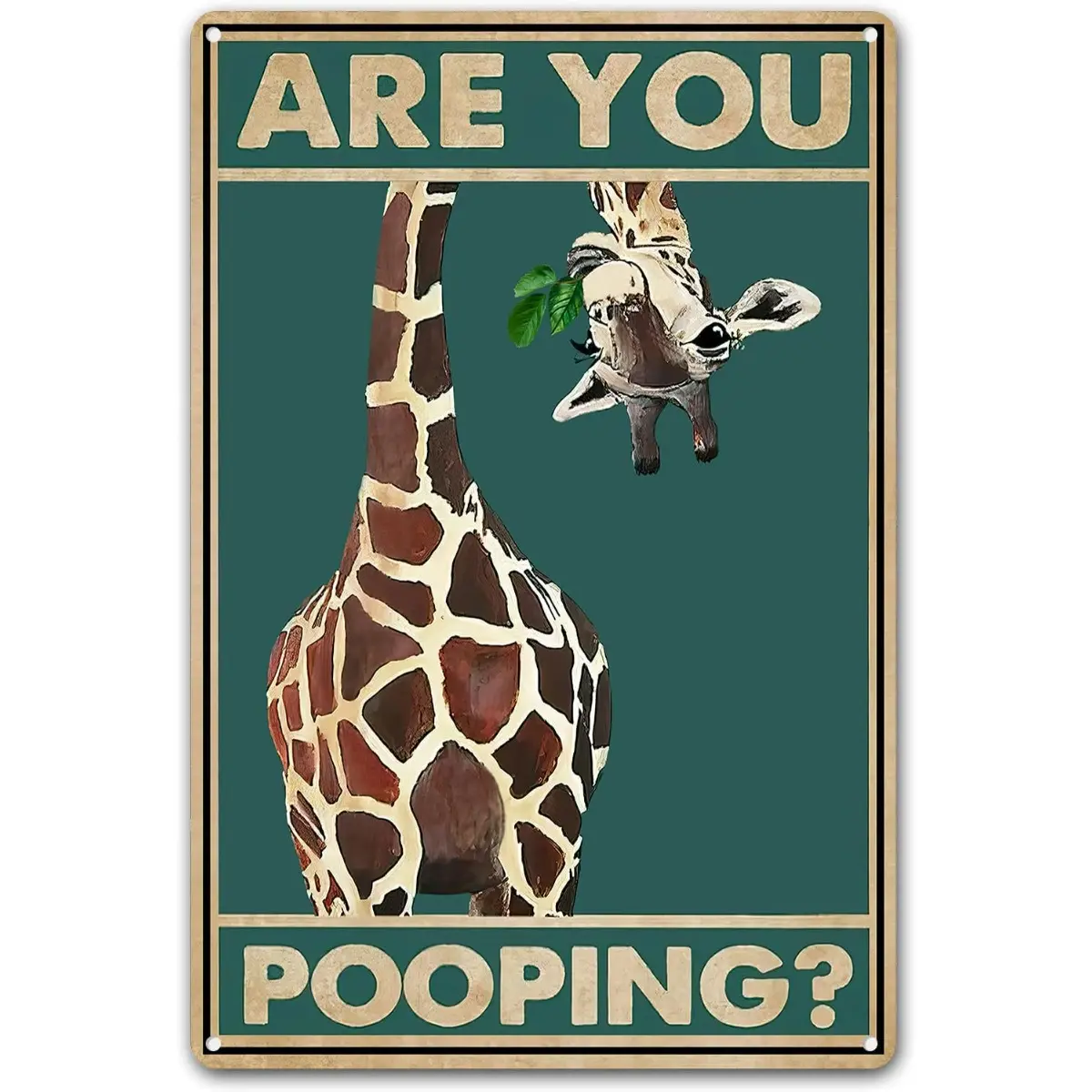 Are You Pooping Funny Giraffe Metal Sign Vintage Wall Decor Animal Picture Sign for Bathroom Toilet Home Decoration 8x12 Inch
