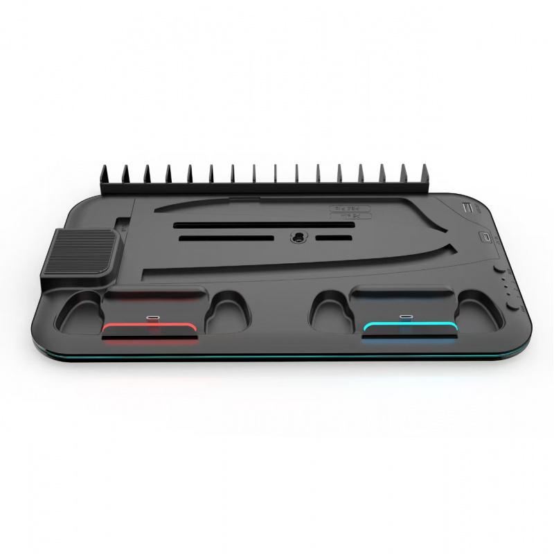 PS5 Stand with Cooling Station and Controller Charging Station for PlayStation 5 Slim Console, PS5 Controller Charger, Cooling Stand, Dynamic Light, Headset Holder for PlayStation 5 Accessories, White