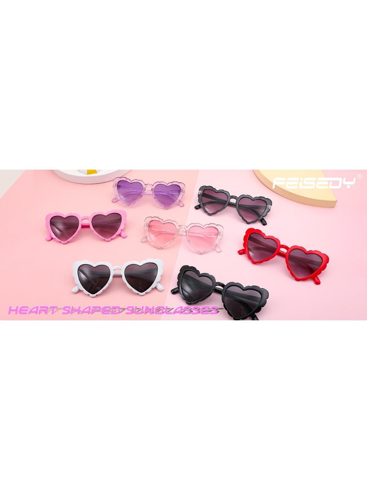 FEISEDY Love Heart Shaped Sunglasses for Women Trendy Retro Cat Eye Mod Style Stylish Glasses B2336