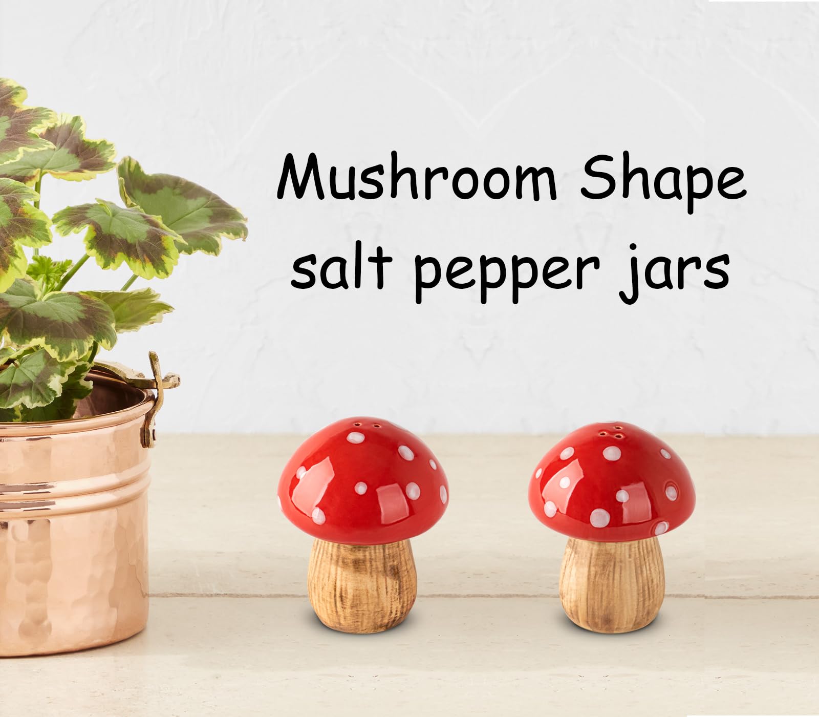 Mushroom Salt And Pepper Shakers Set Ceramic Salt Pepper Shakers Container Red Salt Pepper Shaker Set Salt Shakers For Kitchen Salt And Pepper Jar
