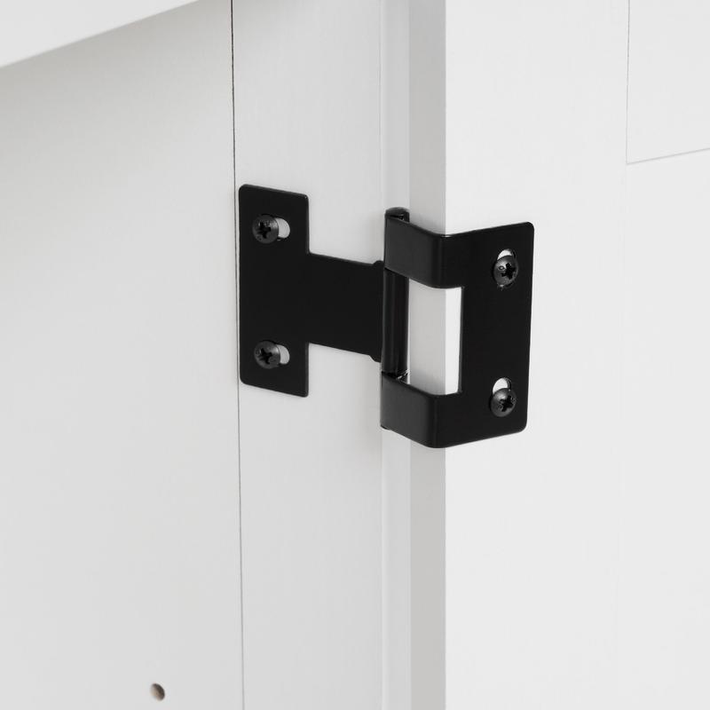 【TikTokShopBlackFriday】Farmhouse Buffet Sideboard Cabinet with Barn Doors, 58" Rustic Kitchen Storage Cabinet with Adjustable Shelves, Antique White Coffee Bar Cabinet for Dining Room, Living Room, Entryway TV Stand