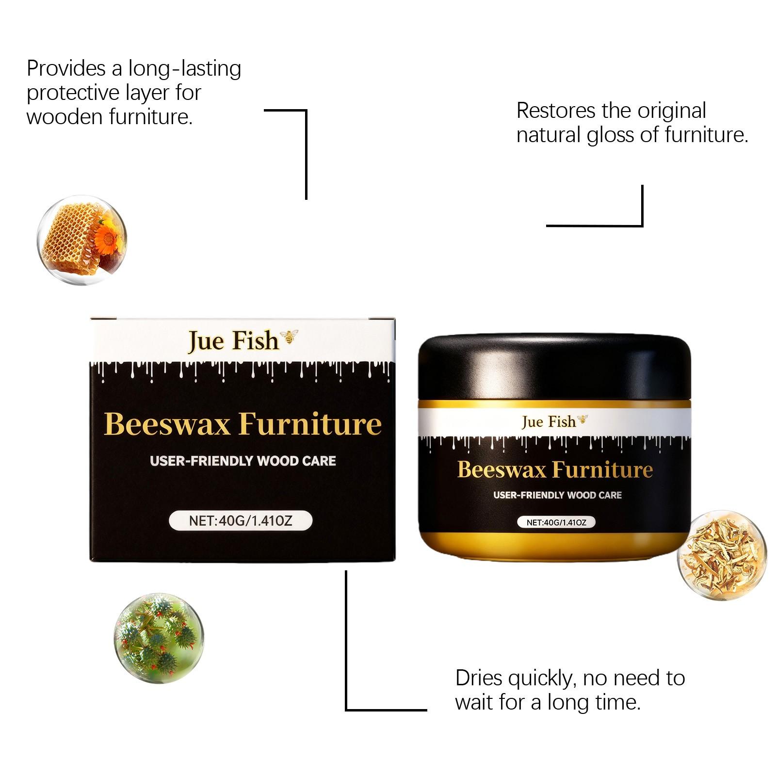 2-Pack Beeswax Furniture Care Polish (40g*2), Wood Furniture Renovation, Cleaning Polishing Gloss, Removes Wax Buildup and Stubborn Stains,Maintenance And Care Agent