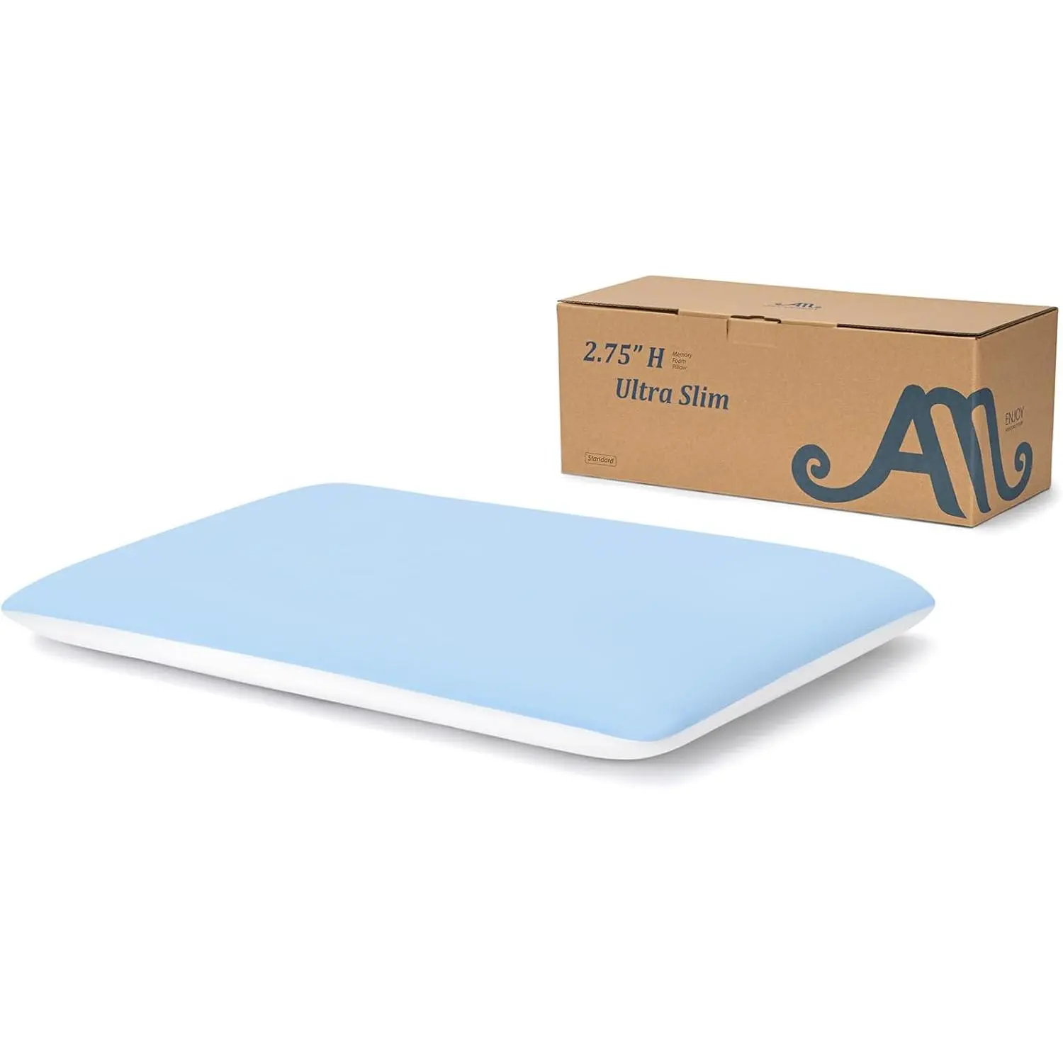 2.75" Standard Size Flat Pillow, Low| Neck pain relief| stomach/back sleepers| slim flat feel| less pressure| cervical alignment| washable cover