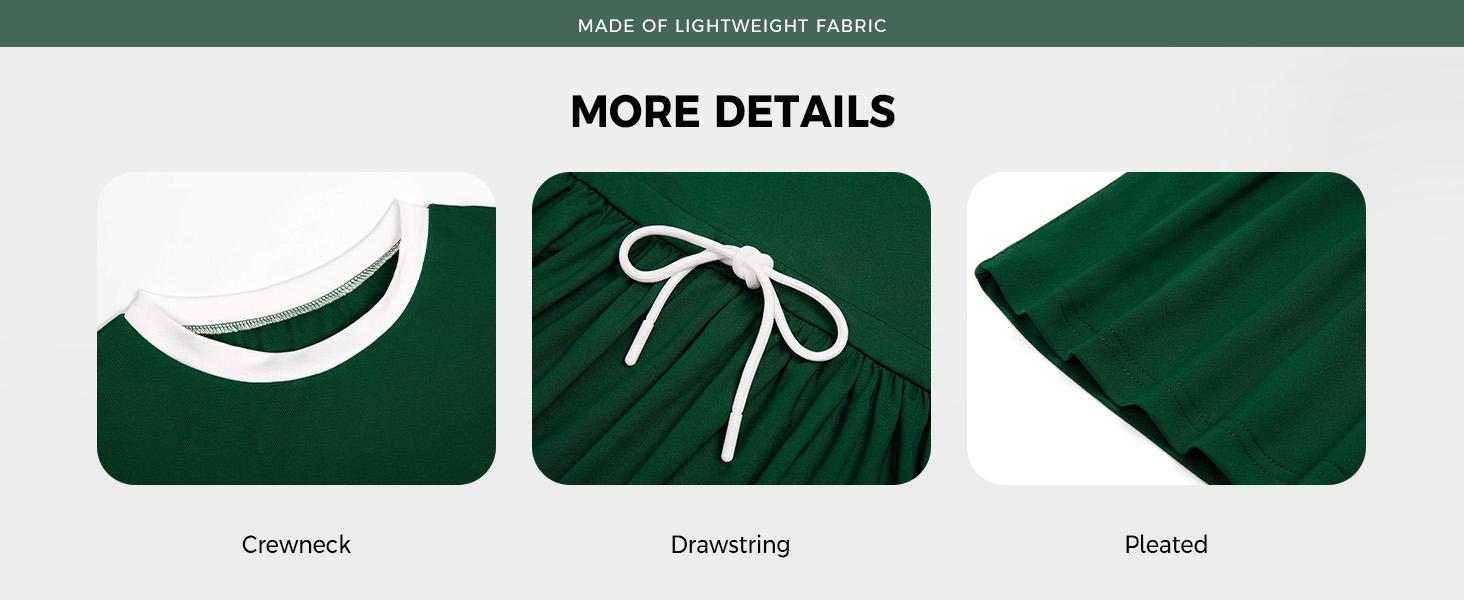 Outdoor&sports Fisoew Women’s Tennis Dress Casual Short Sleeve Pleated Contrast Color Loose Workout Summer T Shirt Dresses