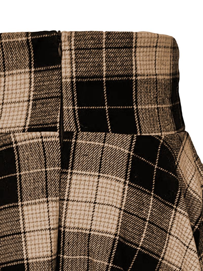 Women's Plaid Print Tie Front Split Thigh Shirt Skirt, Street Fashion Casual High Waist Long Skirt, Split Hem Skirt for Daily Outdoor Wear, Women's Bottoms for Spring & Fall