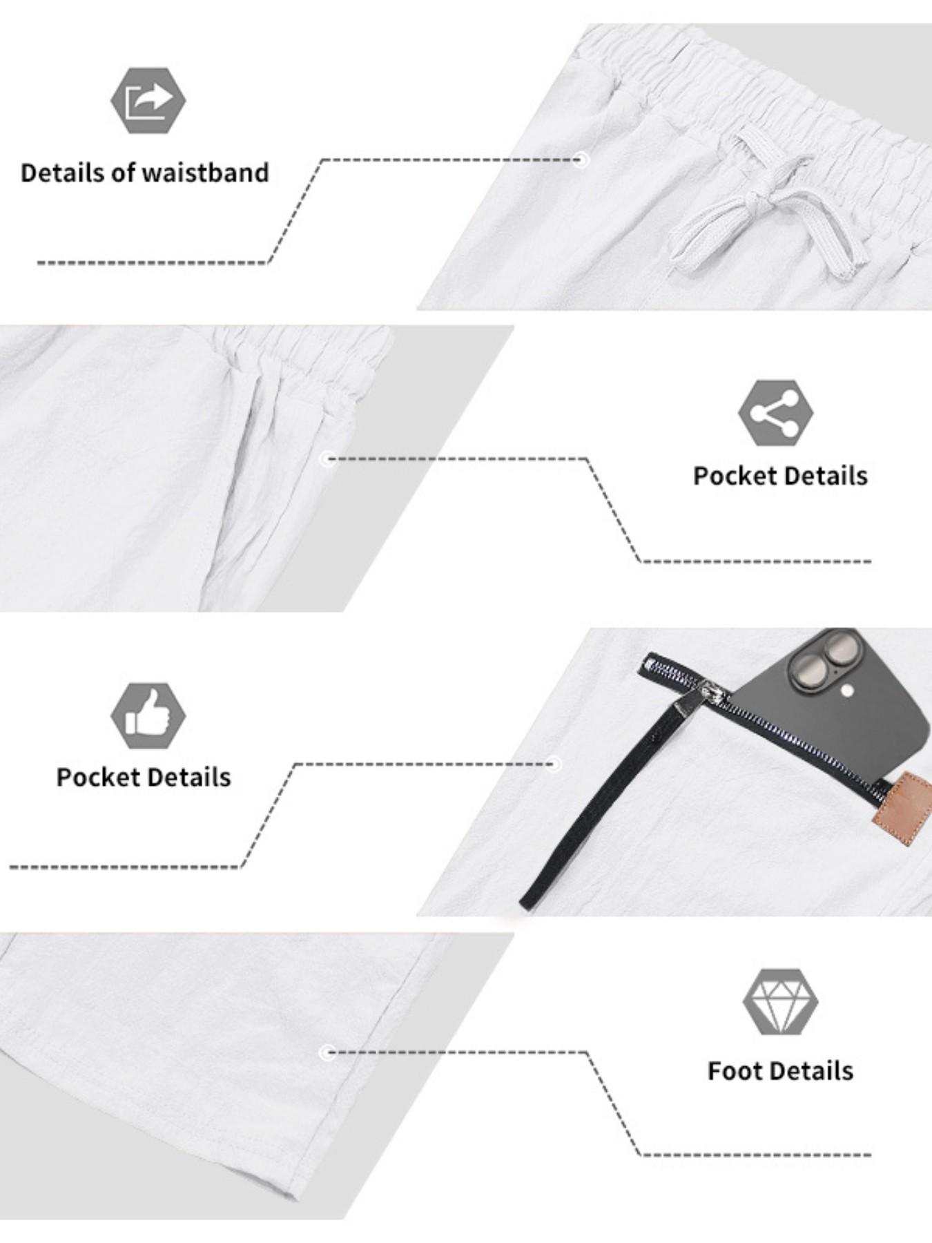 Men's Casual Linen Long Pants, Fall New Arrival, Loose Fit, Trendy Zipper Design, Hip-Hop Style, Comfortable Home Wear