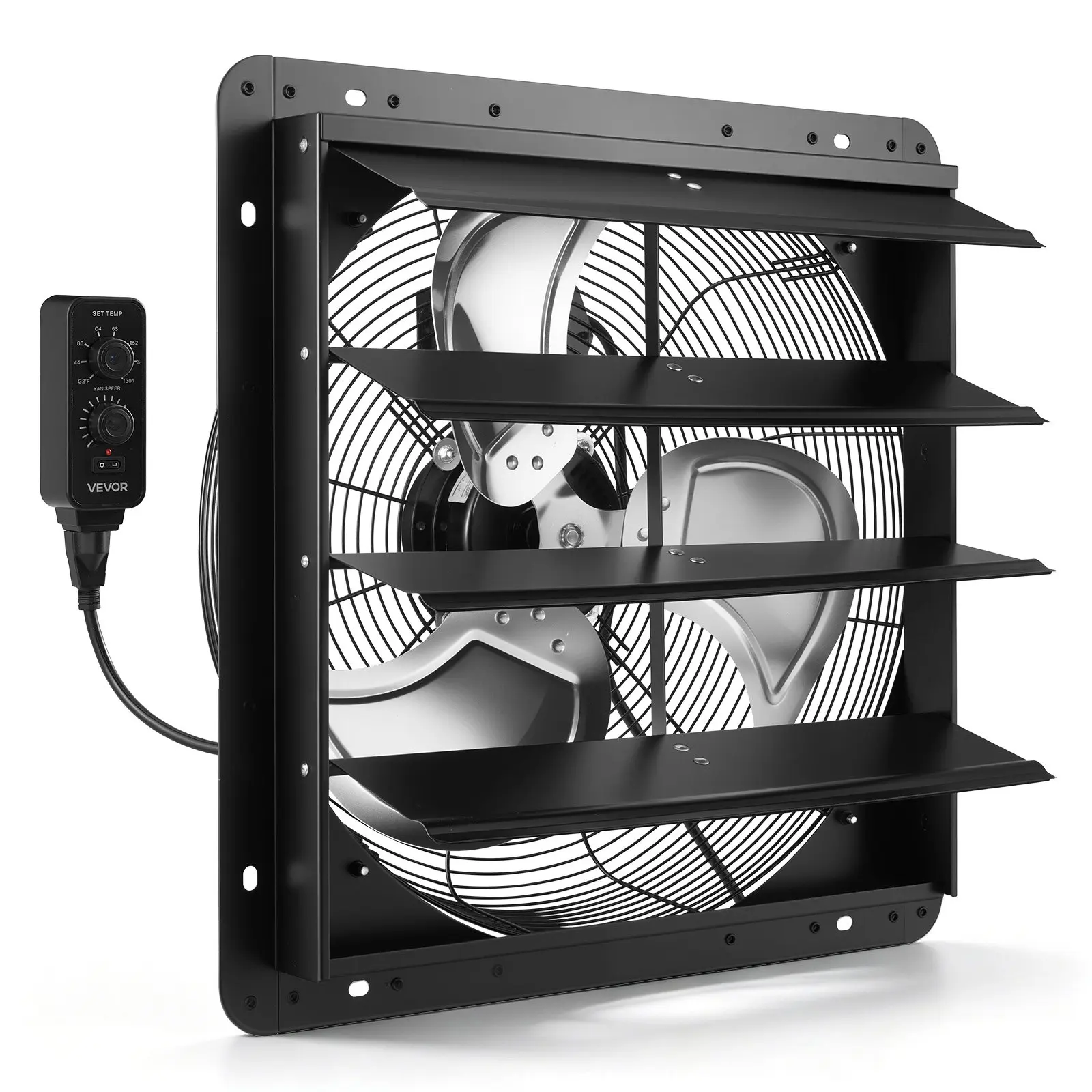 VEVOR 18-in Wall-Mount Shutter Exhaust Fan, Variable Speed Temperature Control, Automatic Louvers, Sturdy Steel Frame, Low Noise Ventilation System, 2200 CFM Flow for Attic, Garage, Workshop