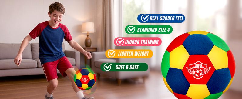 House Soccer Ball - Soft Indoor Football for Boys & Girls - Silent Dribbling Ball for Home Play - Perfect Birthday or Christmas Gift for Kids Ages 8-12