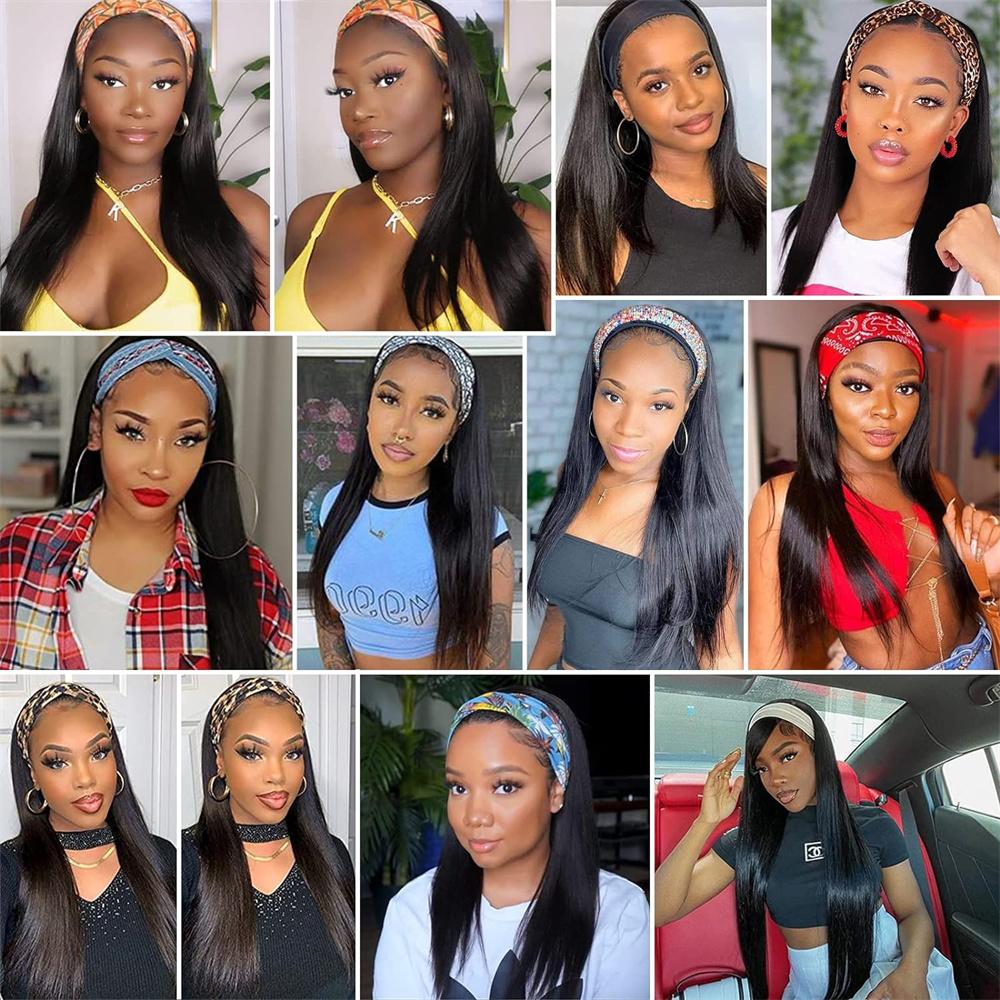 Bling Hair Straight Headband Human Hair Wig Black Heat Hair Women's Headband Wig Full Wigs Women For Daily Use 180 Density 14 to 26 Inches Bling Hair Straight Headband Human Hair Wig Black Heat Hair Women's Headband Wig Full Wigs Women For Daily Use 180 Density 14 to 26 Inches