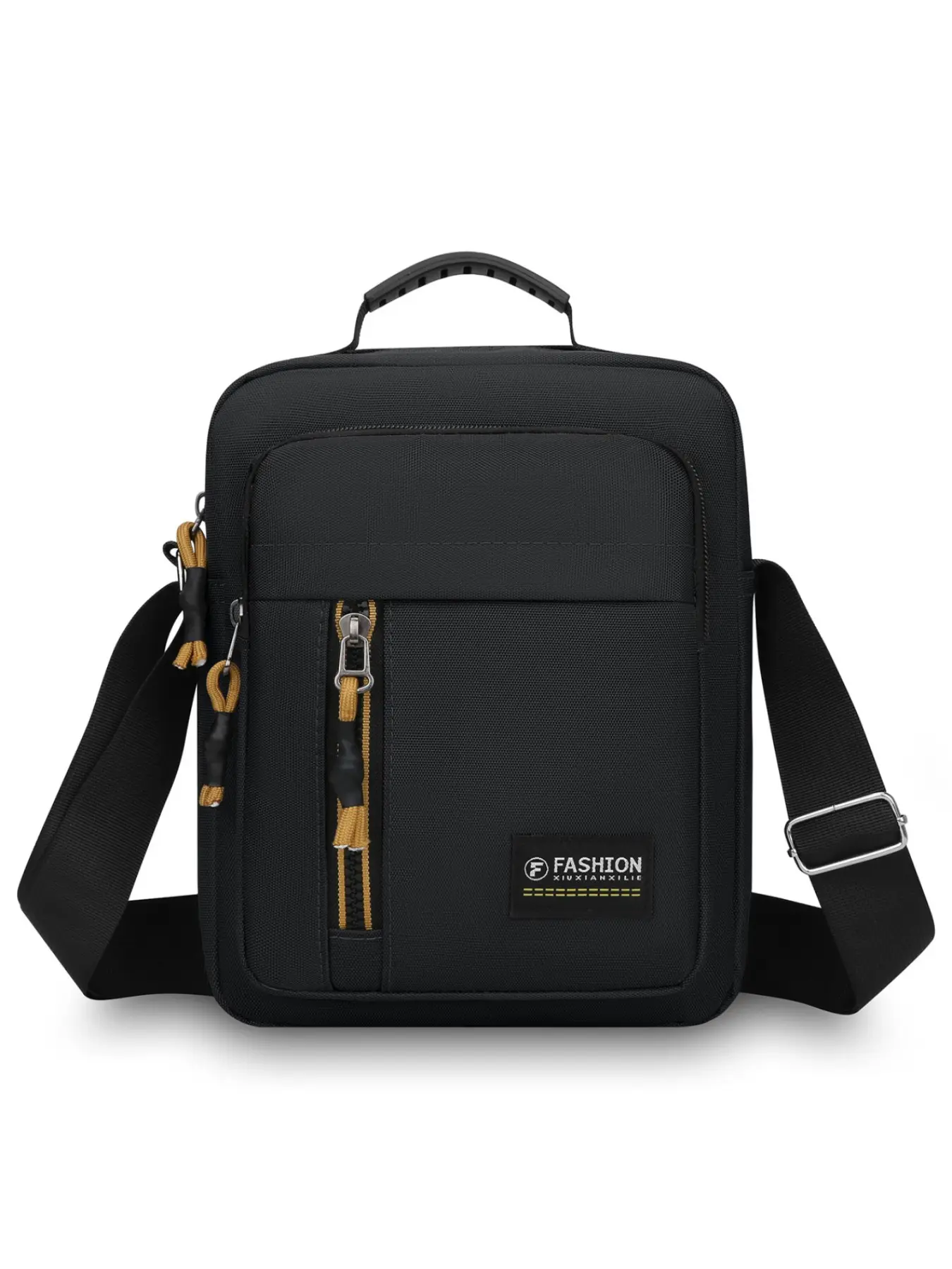 Men's Oxford Fabric Crossbody Bag, Workwear Casual Style, Waterproof Durable Material, Colorblock Zippers, Adjustable Shoulder Strap