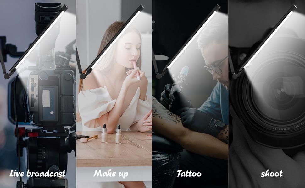 Photo props foldable wall lamp with adjustable arms, USB charging port, remote control and multi-function device stand, suitable for workplace or bedroom use (wall lamp-foldable)