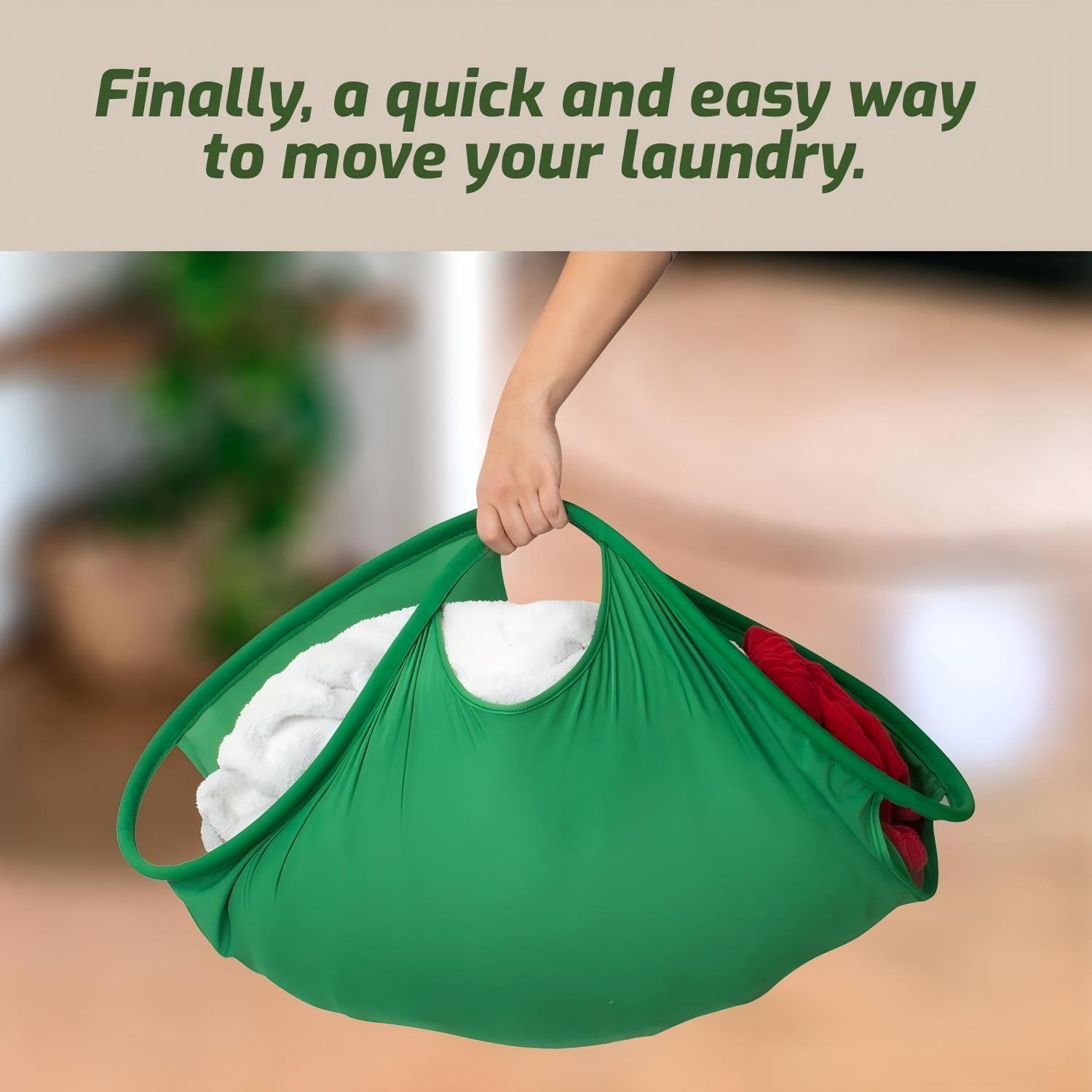 26 Inch Collapsible Laundry Grabber Hamper, Foldable Lycra Clothes Transfer Basket for Front Load Washer & Dryer, No-Bend Dirty Clothes Storage Organizer