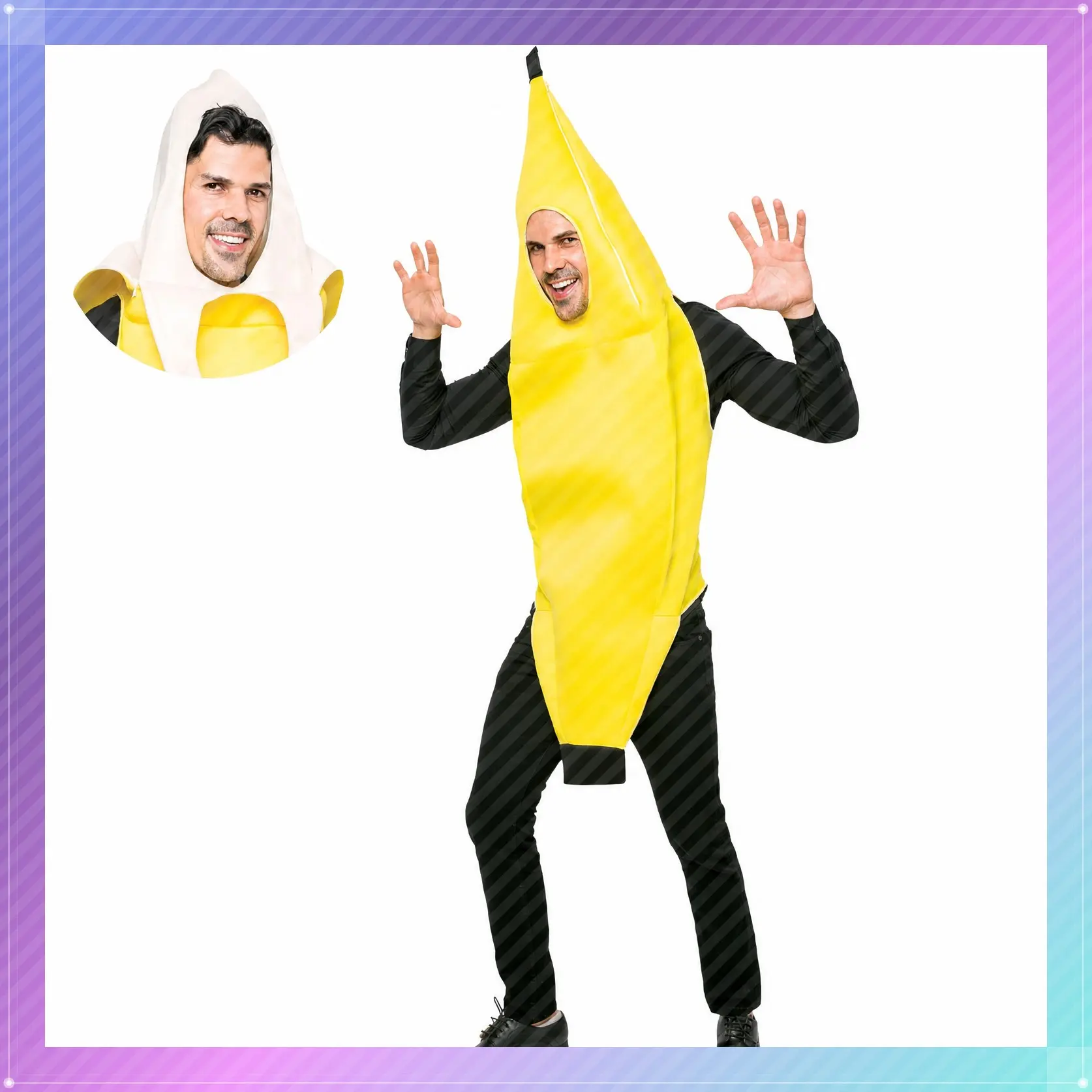 Appealing Banana Costume Adult Deluxe Set for Halloween Dress Up Party and Roleplay CosplayGift